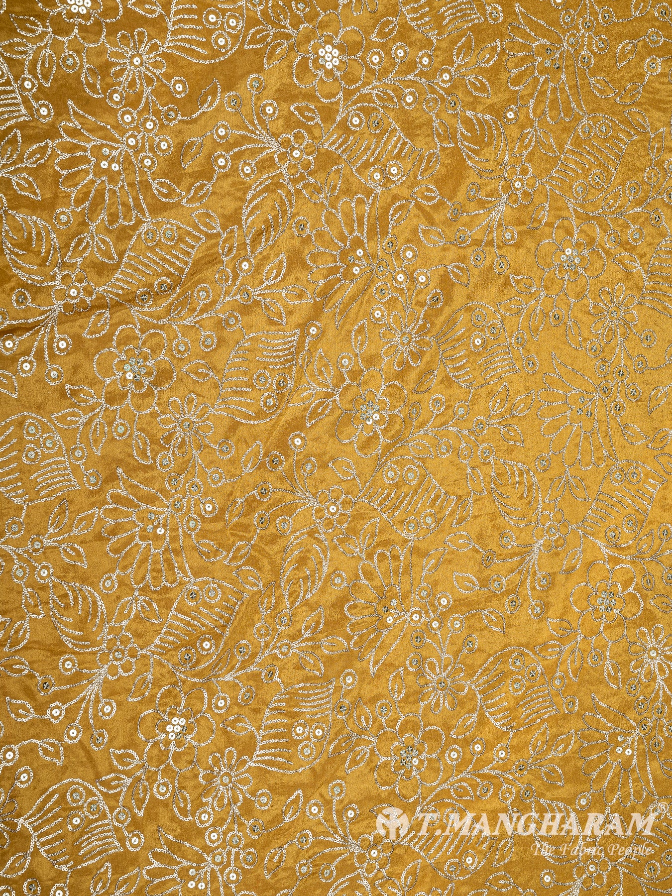Mustard Yellow Chinnon Silk Fabric - EC8291 view-3