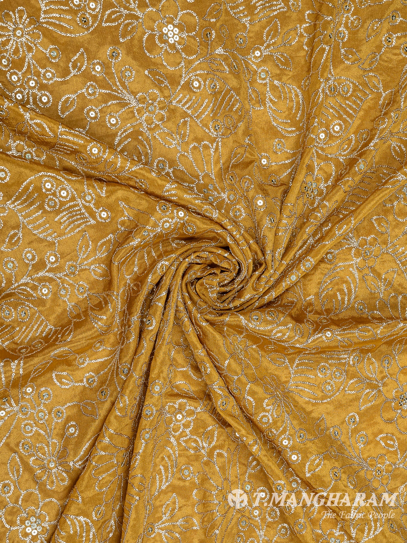 Mustard Yellow Chinnon Silk Fabric - EC8291 view-1