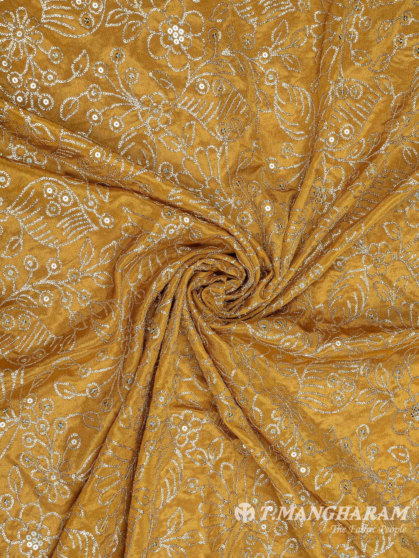 Mustard Yellow Chinnon Silk Fabric - EC8291 view-1