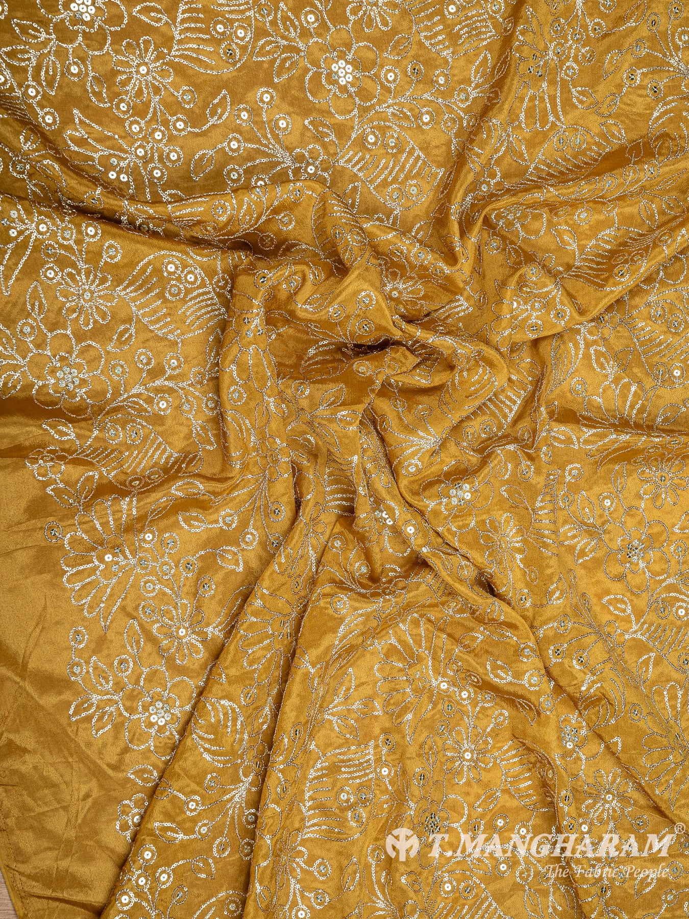 Mustard Yellow Chinnon Silk Fabric - EC8291 view-4
