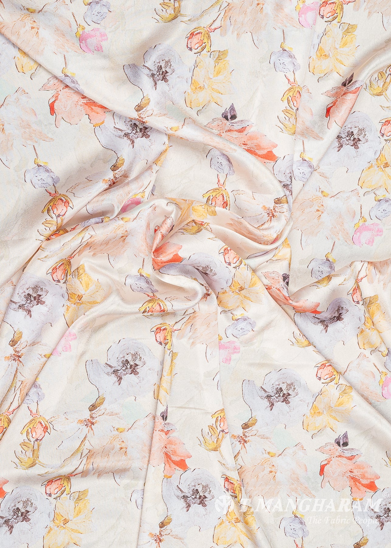 Cream Satin Fabric - EC8784 view-4