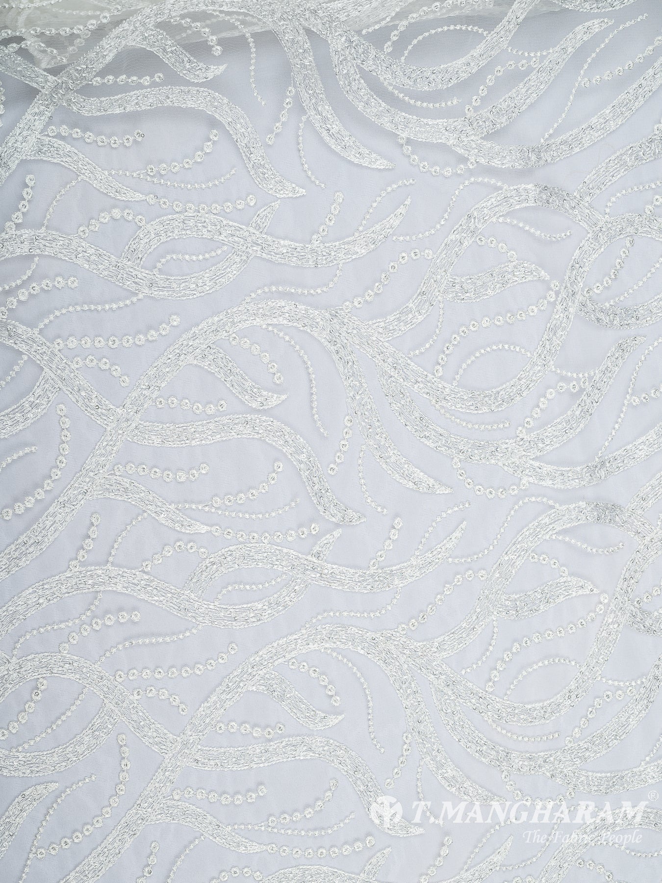 White Net Embroidery Fabric - EC9636 view-3