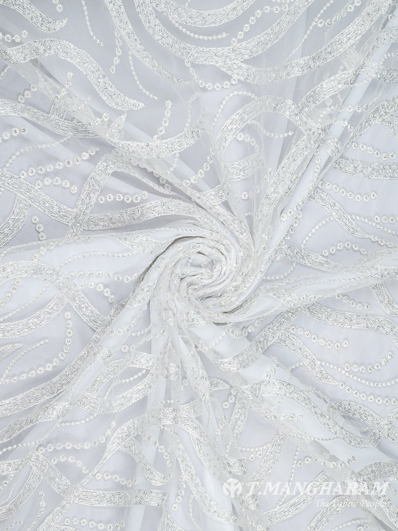 White Net Embroidery Fabric - EC9636 view-1