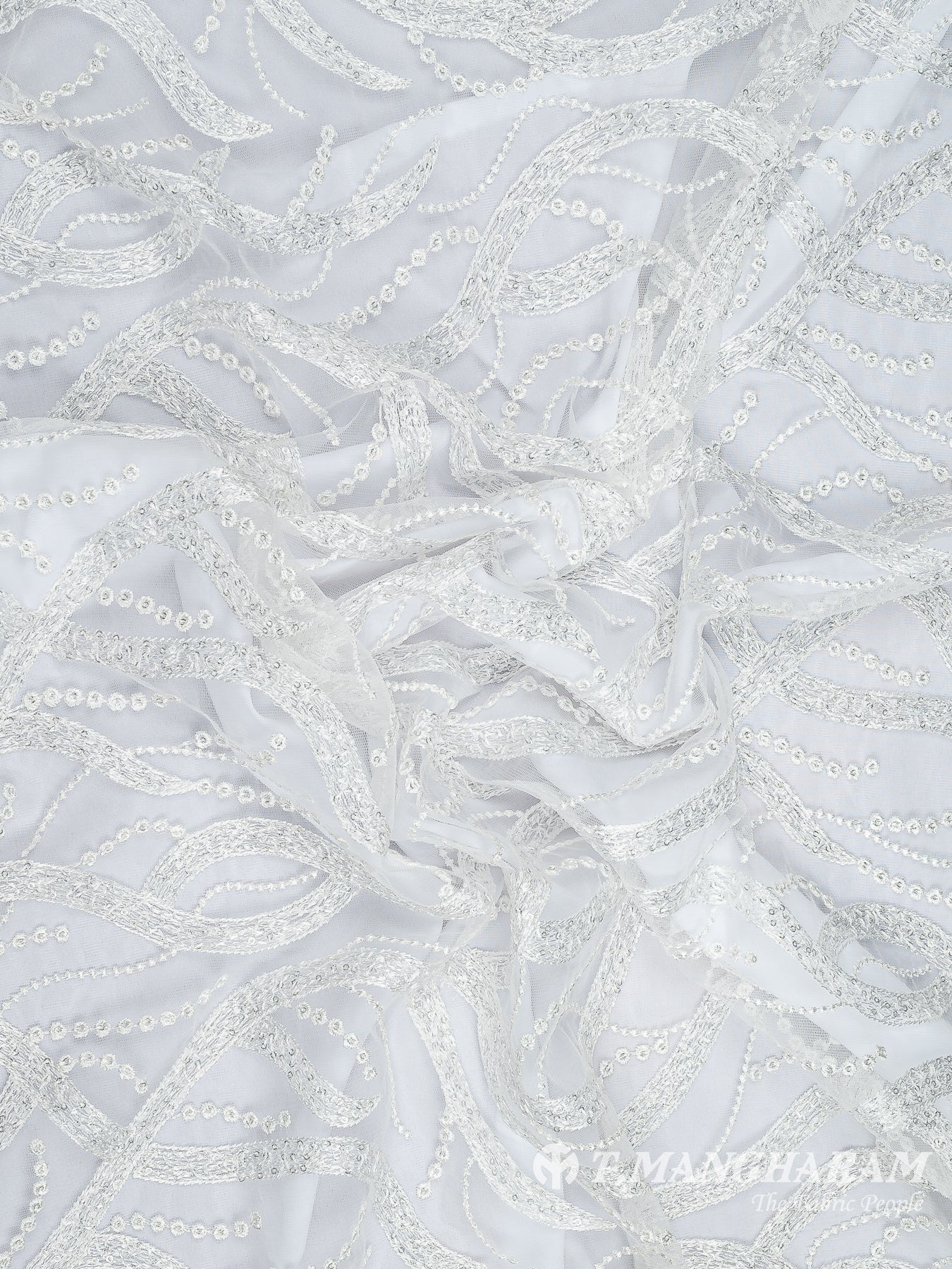 White Net Embroidery Fabric - EC9636 view-4