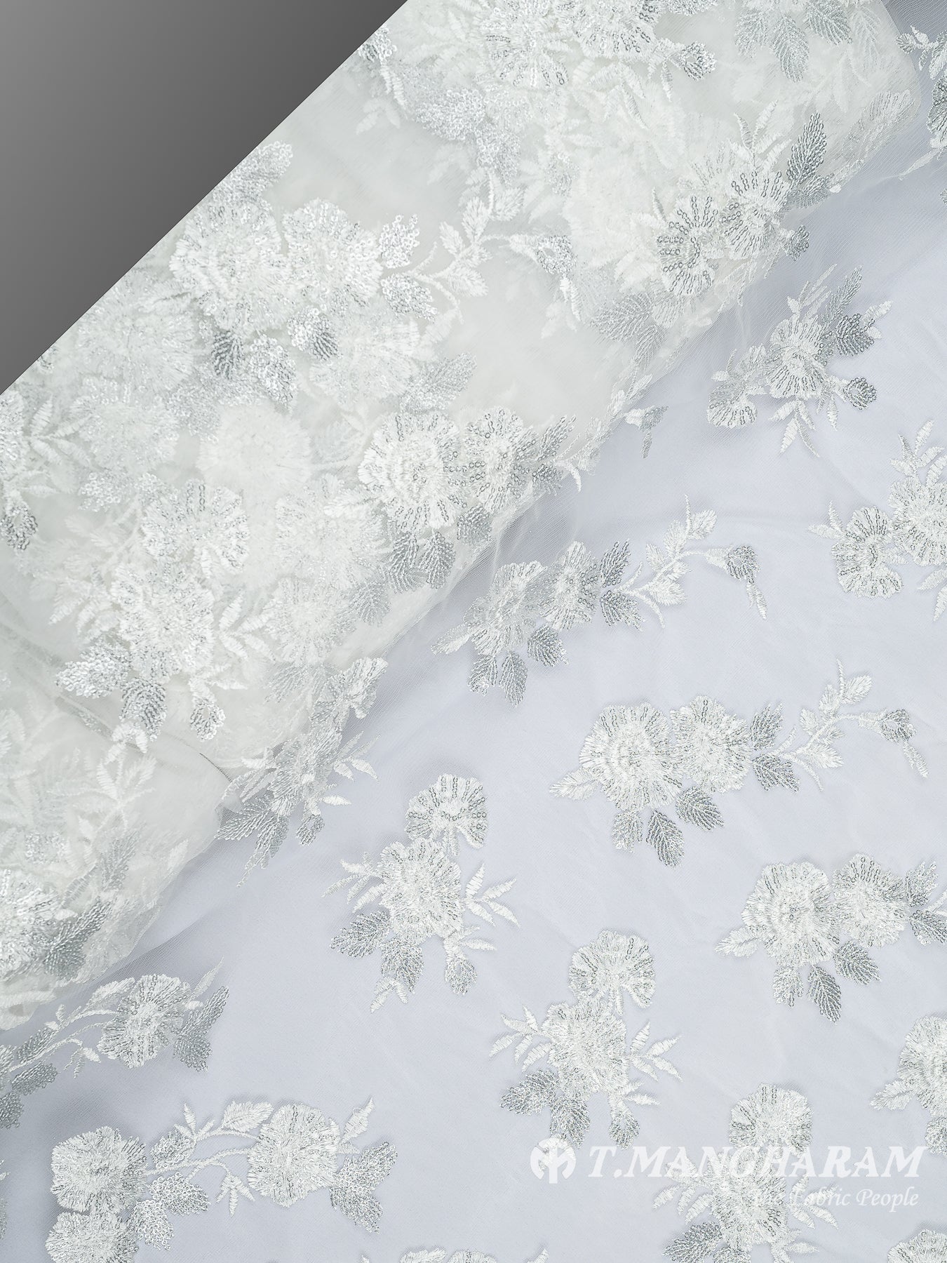 White Net Embroidery Fabric - EC9666 view-2