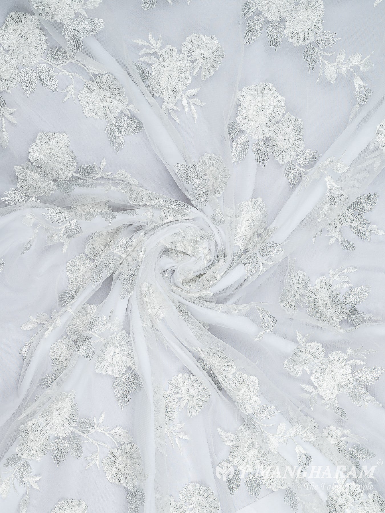White Net Embroidery Fabric - EC9666 view-1