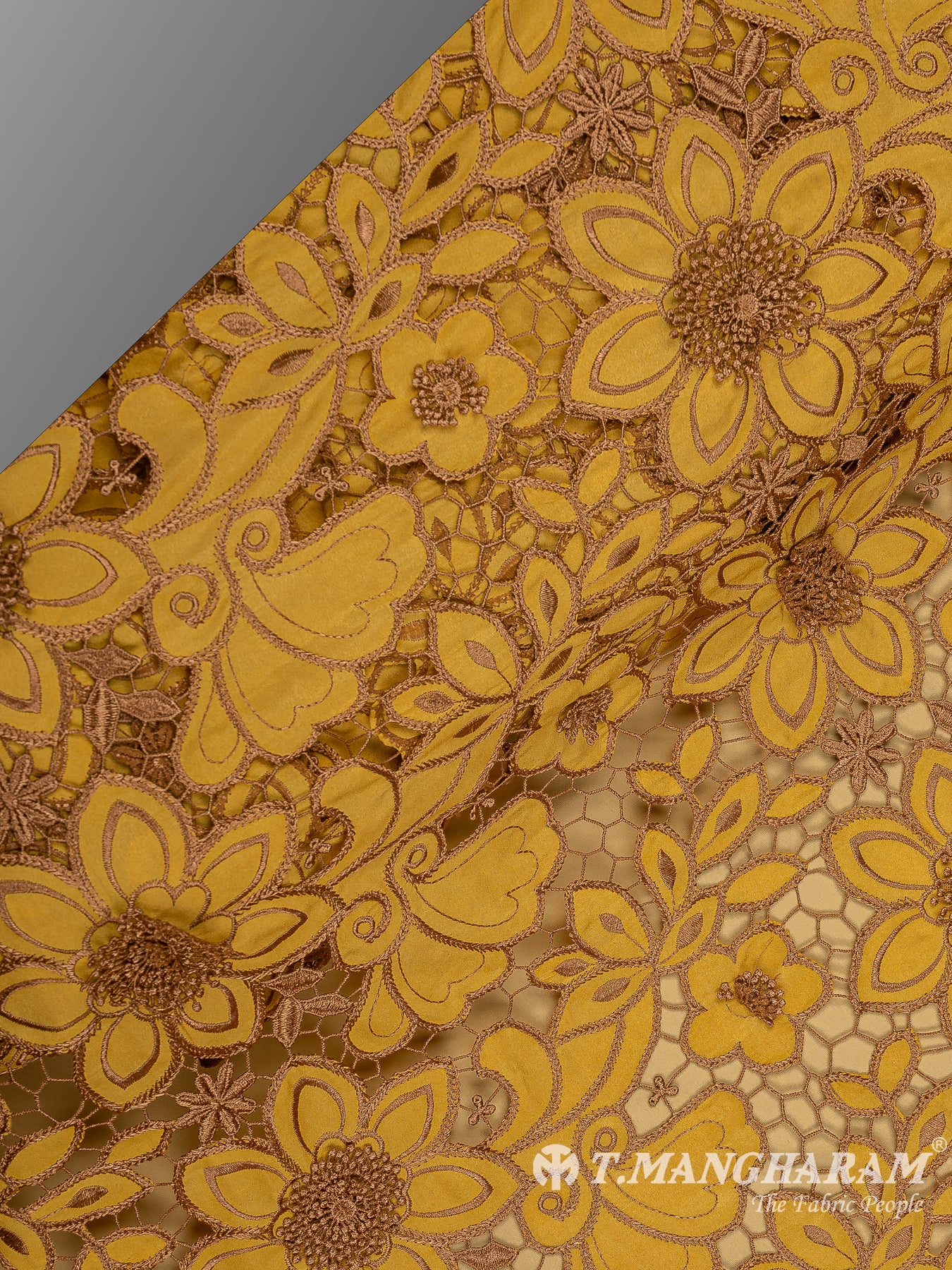 Yellow Net Embroidery Fabric - EB6917 view-2