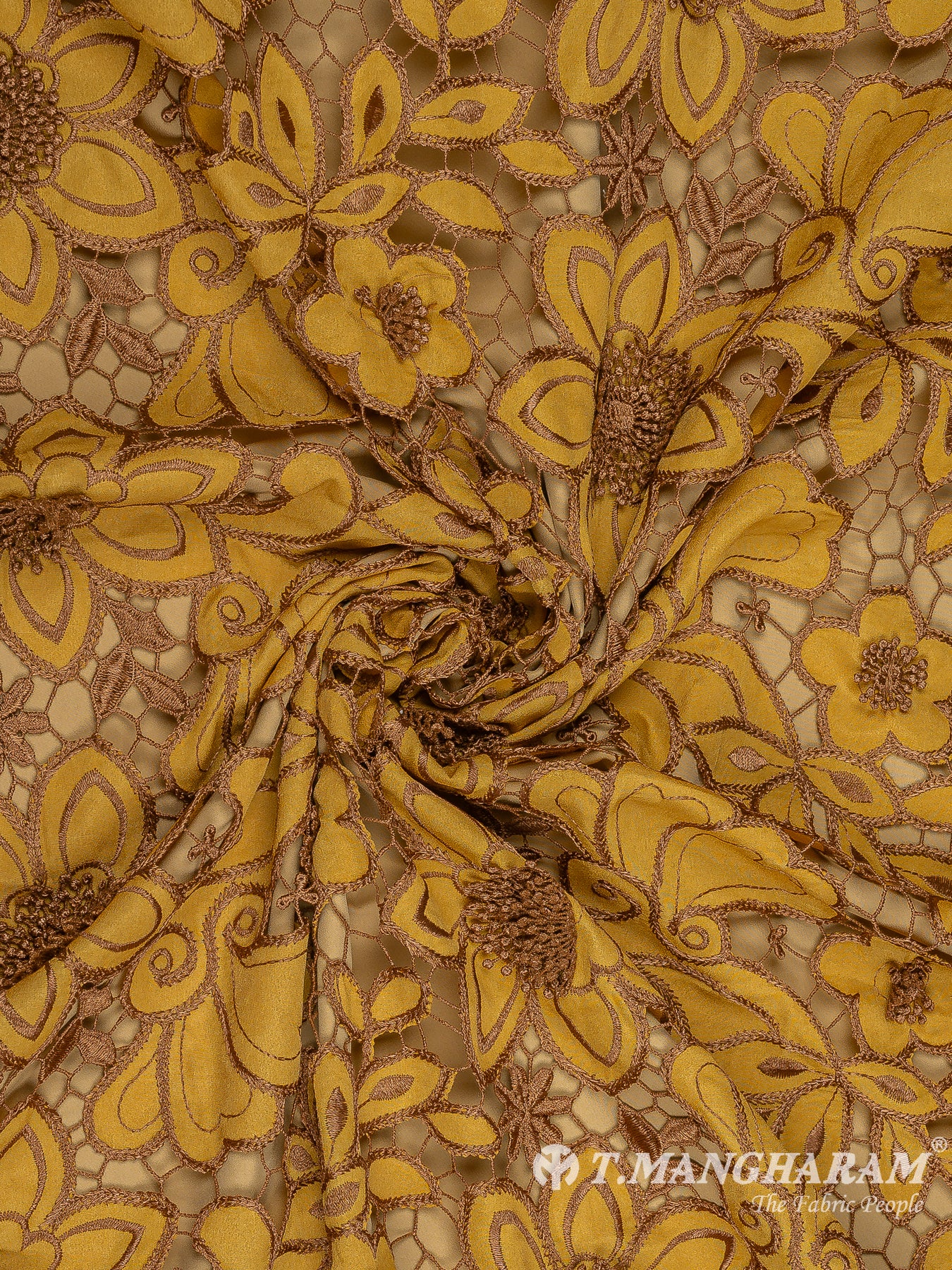 Yellow Net Embroidery Fabric - EB6917 view-1