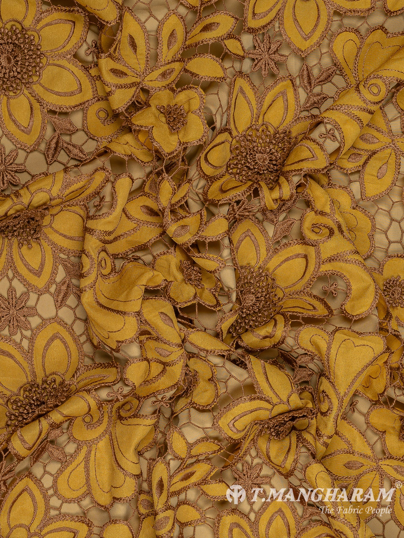 Yellow Net Embroidery Fabric - EB6917 view-4