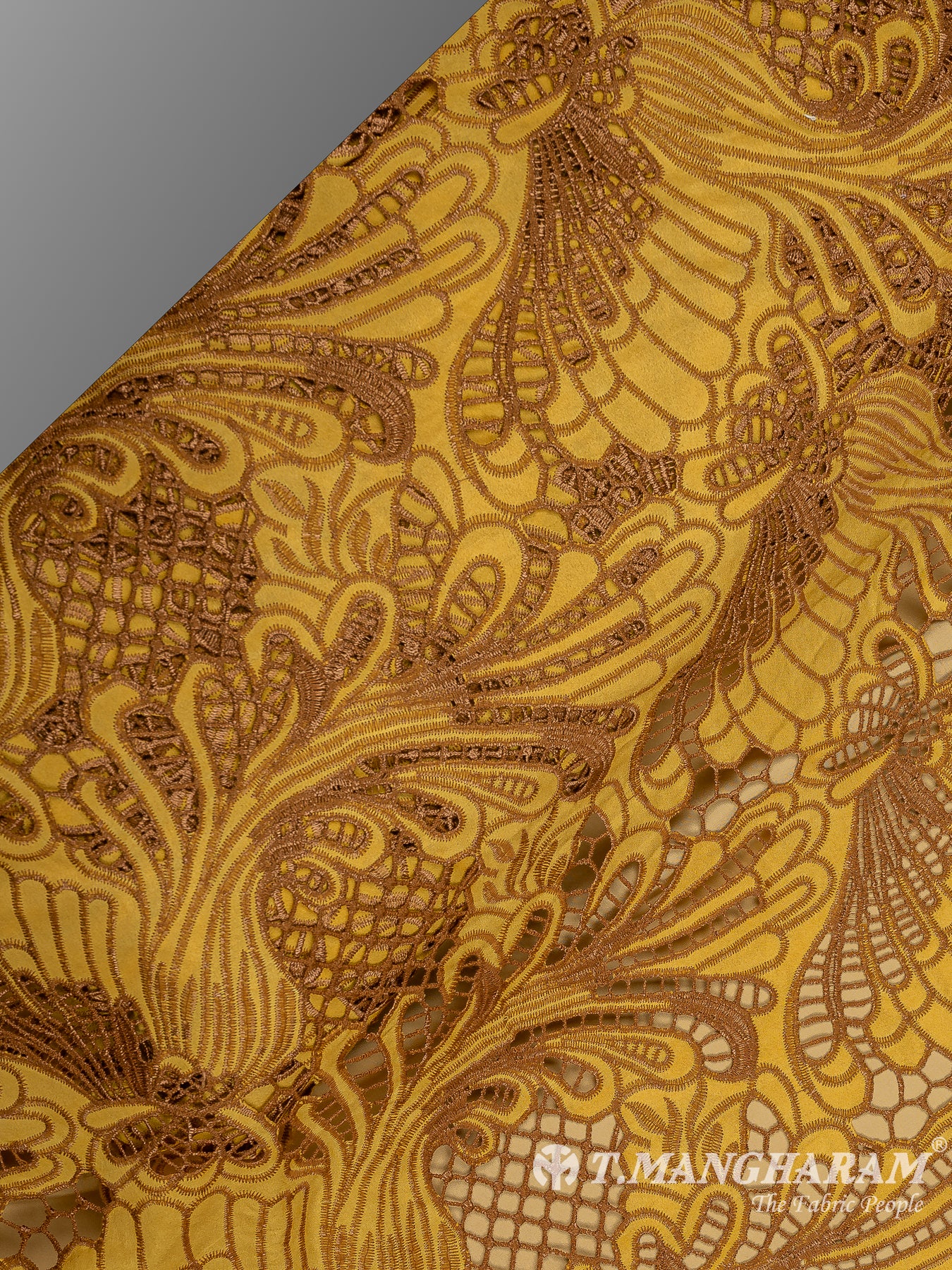Yellow Net Embroidery Fabric - EC8956 view-2