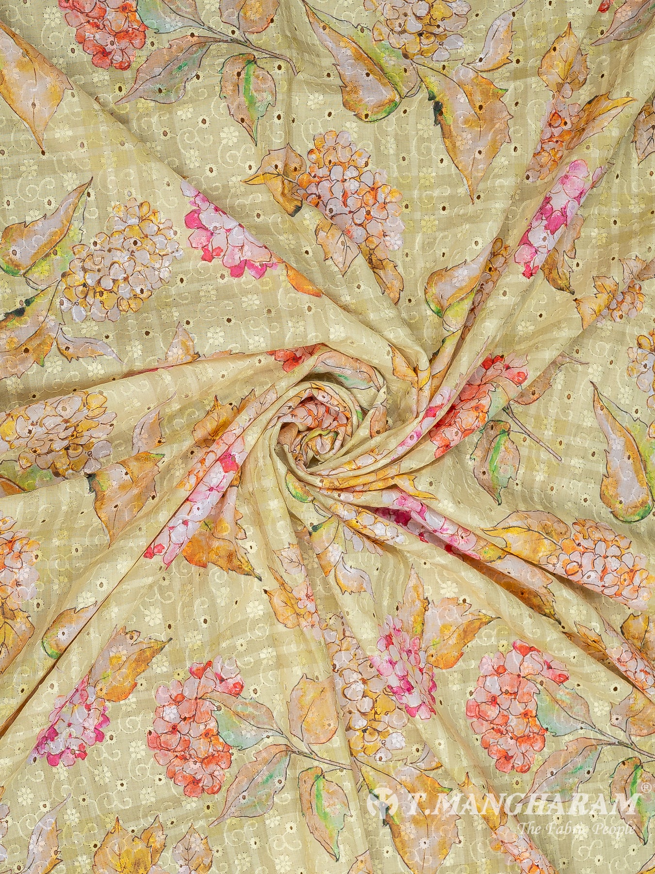 Yellow Cotton Embroidery Fabric - EC9931 view-1