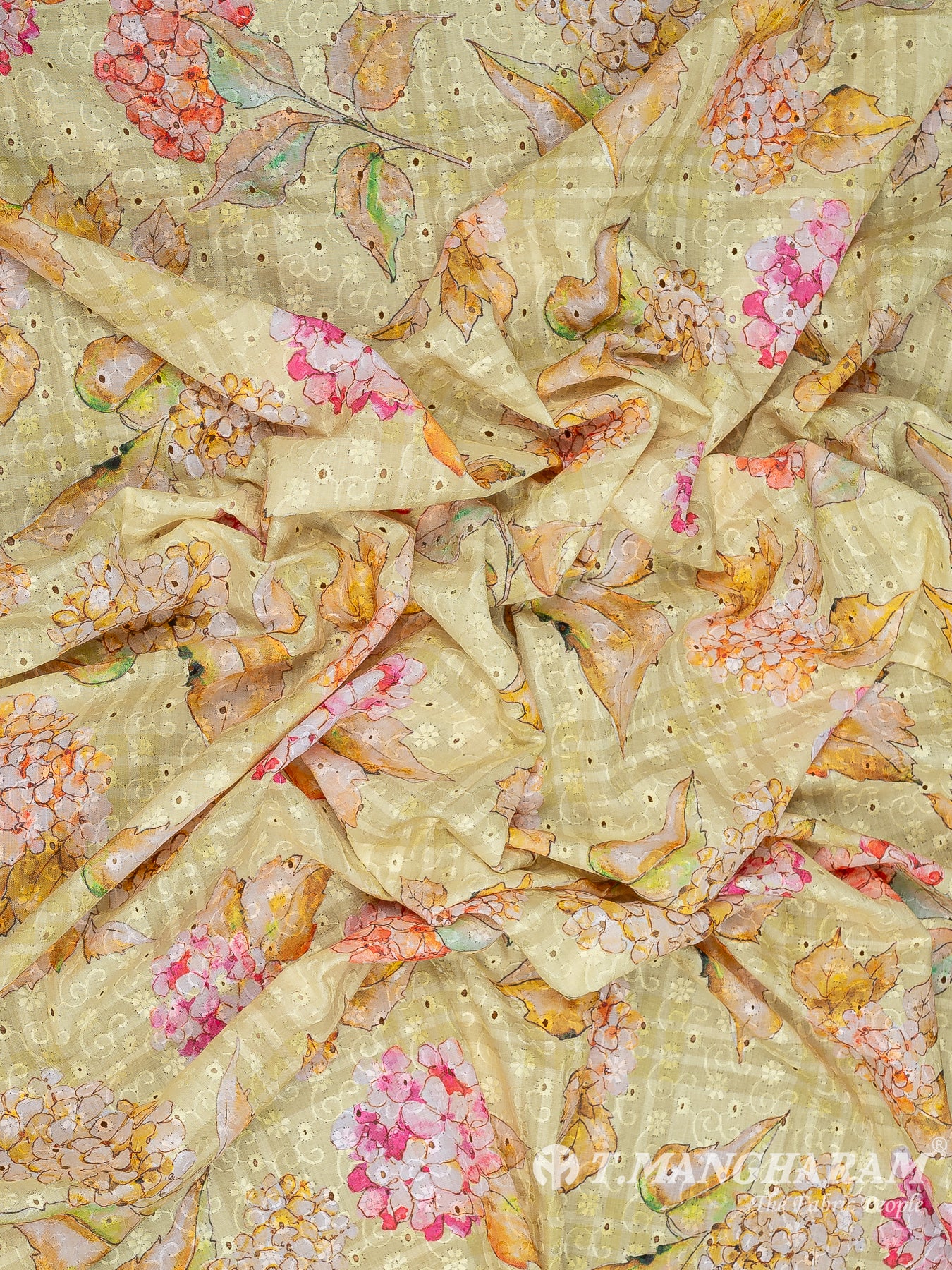 Yellow Cotton Embroidery Fabric - EC9931 view-4