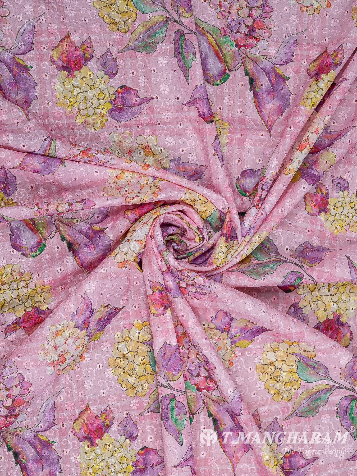 Pink Cotton Embroidery Fabric - EC9933 view-1