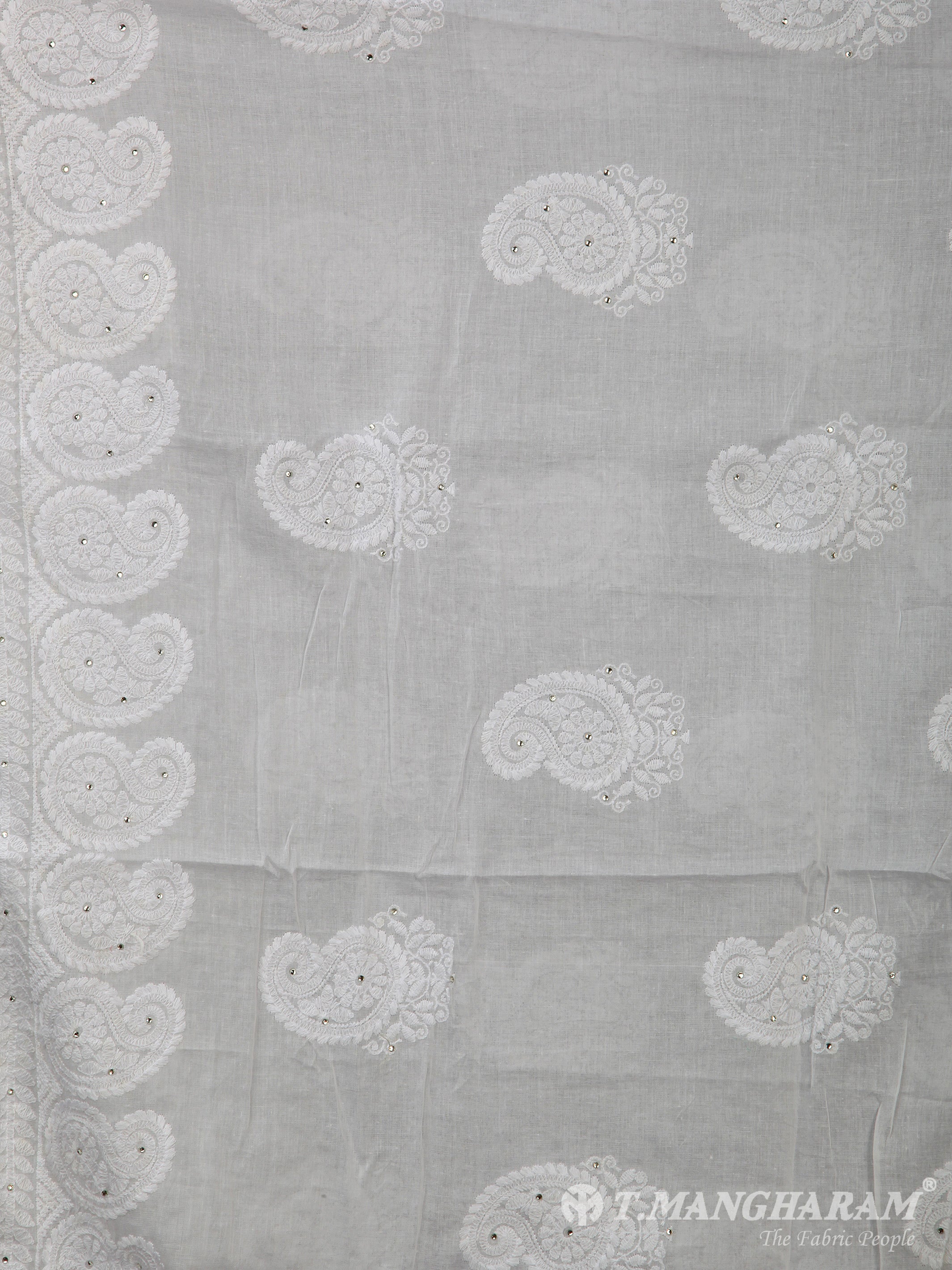 White Cotton Chudidhar Fabric Set - EG0025 View-2