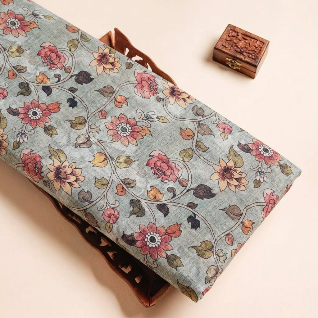 Green Crepe Fabric - EA3977 – tray view – EA3963