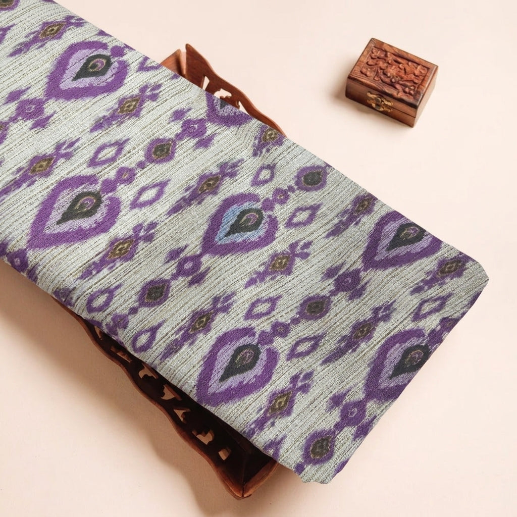 Ikat Raw Silk Fabric – tray view
