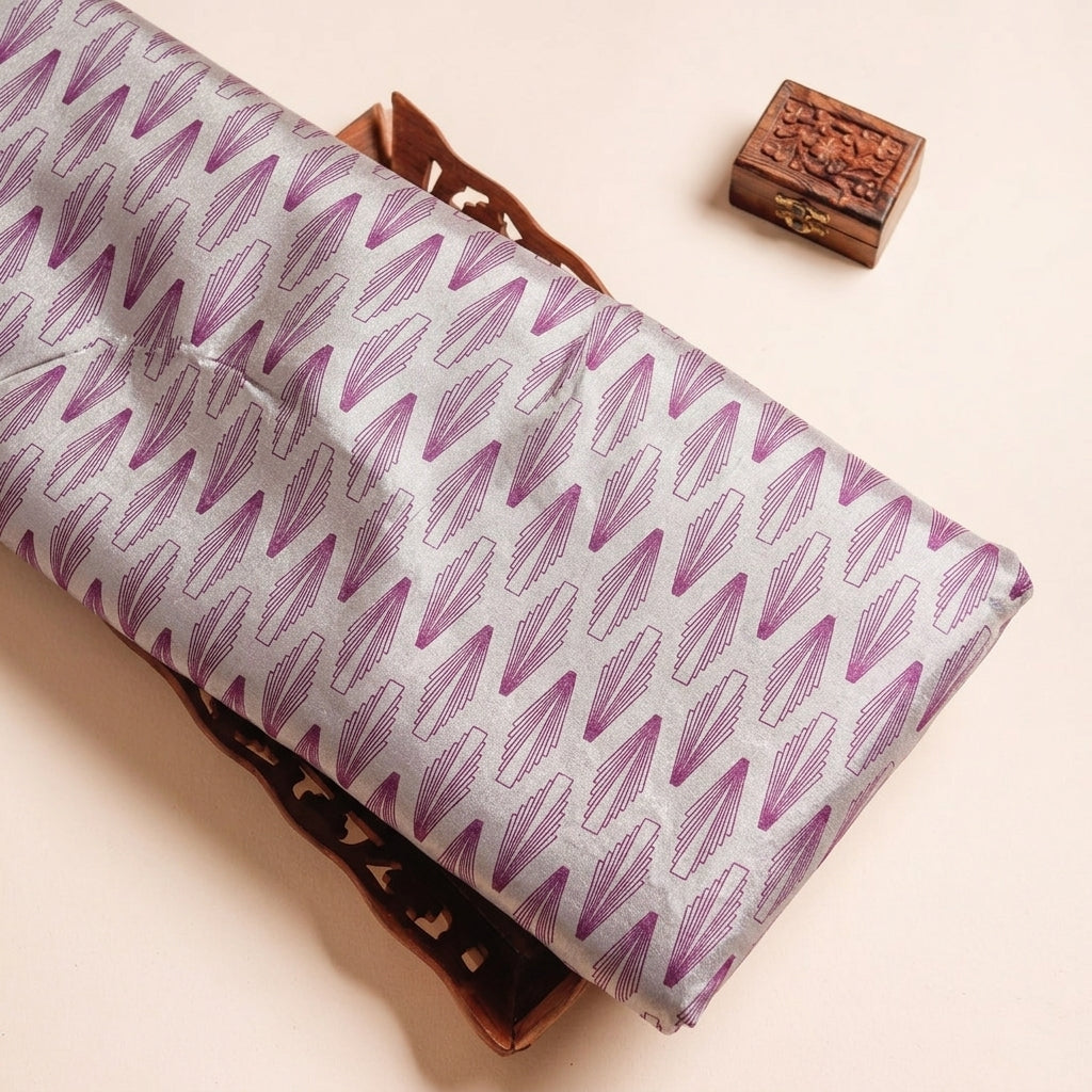Leaf Pink Leaf Lycra Fabric on a wooden tray