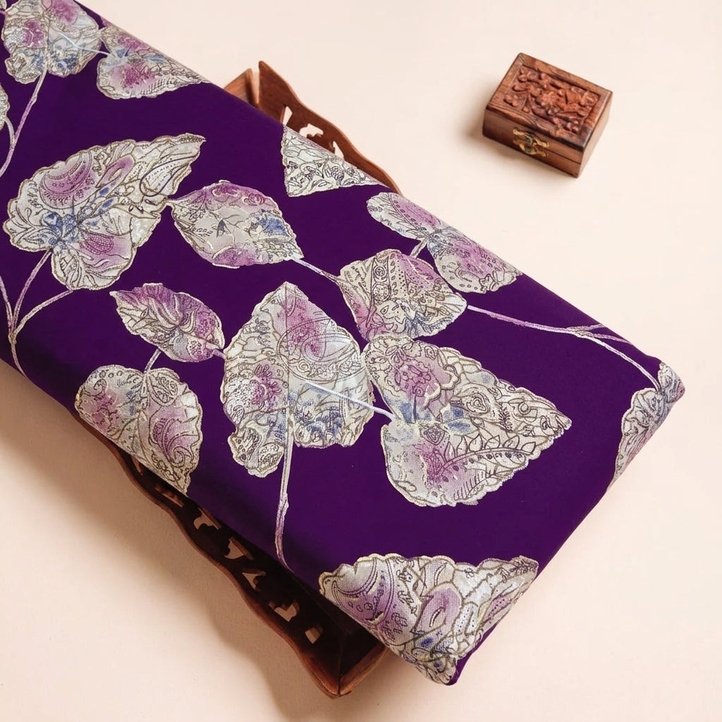 Leaf Rayon Fabric – tray view – EC16850