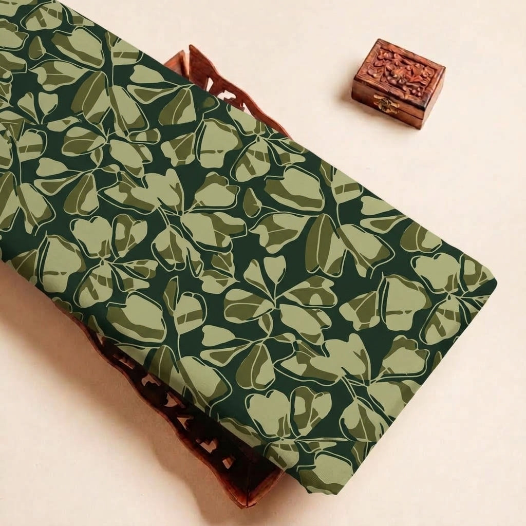 Folded Green Floral Bizzy Lizzy Fabric Highlighting and Texture