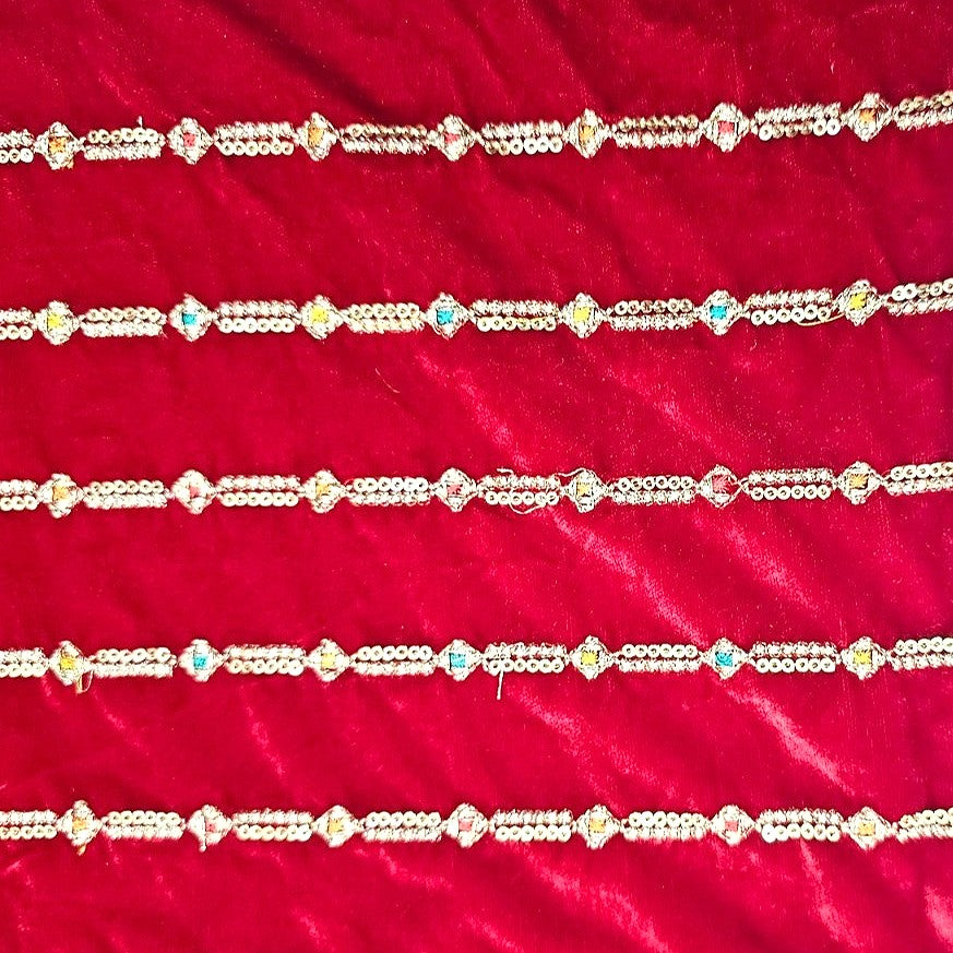 Red Embroidery Velvet Fabric - EA4467