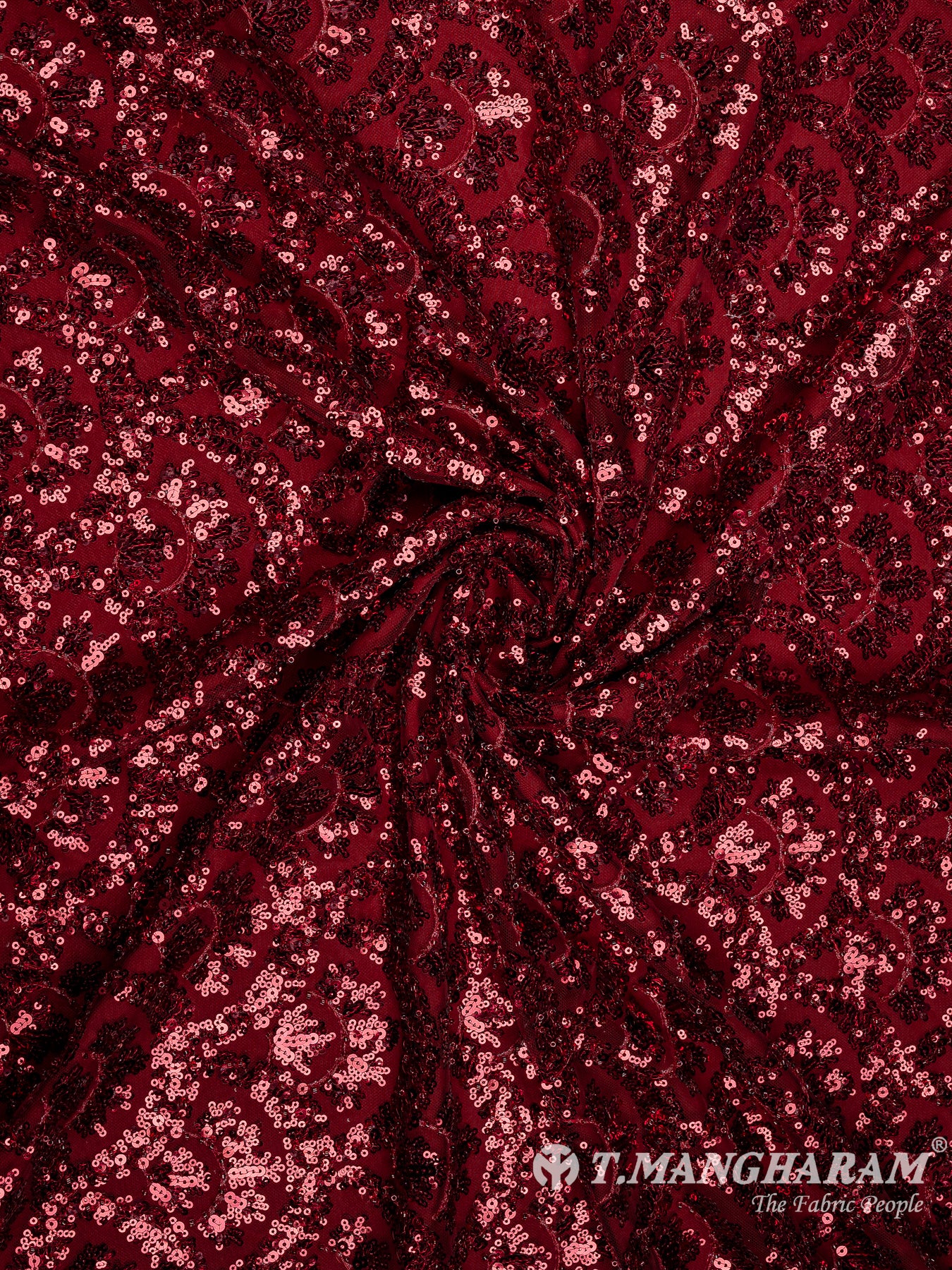 Maroon Sequin Net Fabric - EA2770 view-1