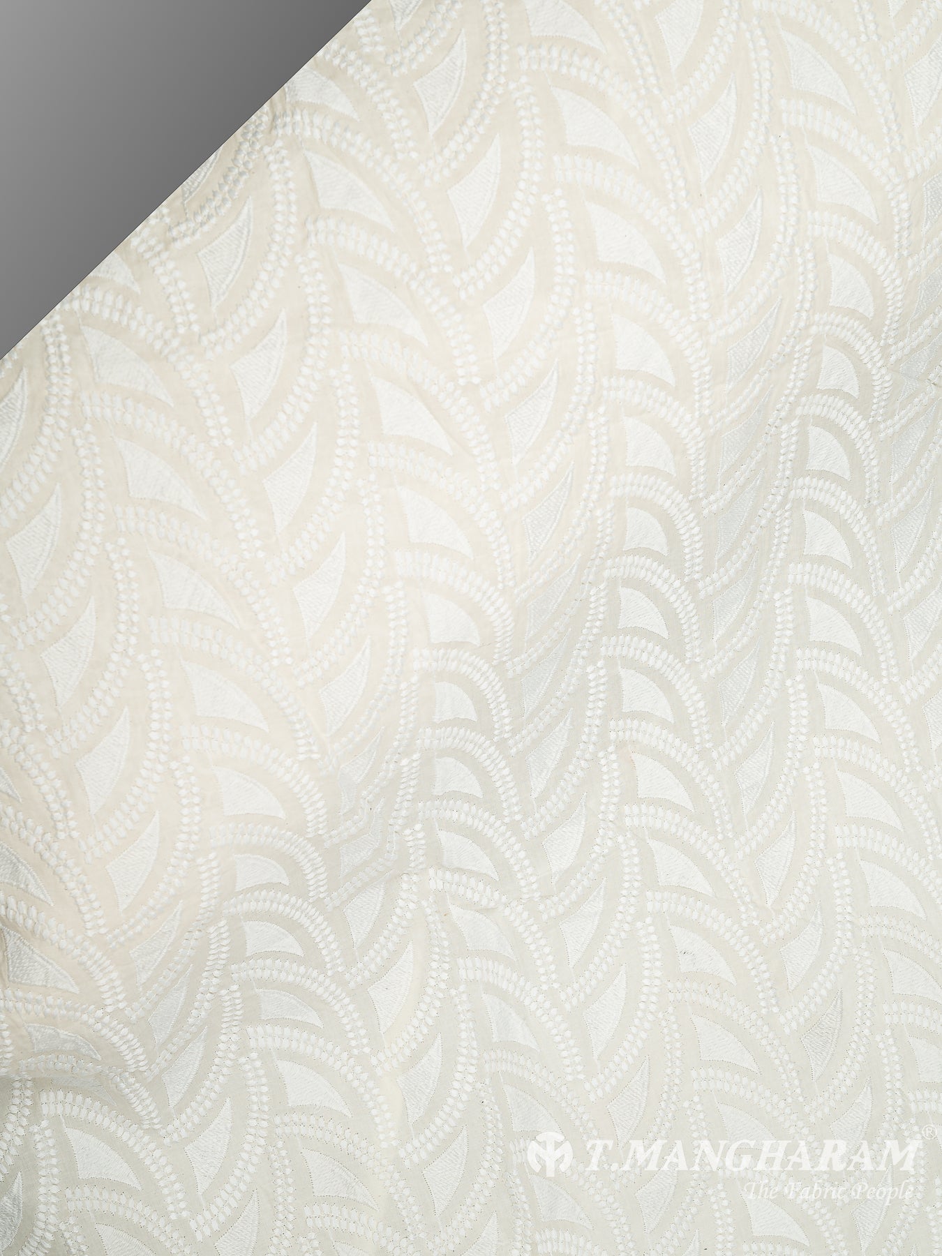 Cream Cotton Embroidery Fabric - EC8284 view-2