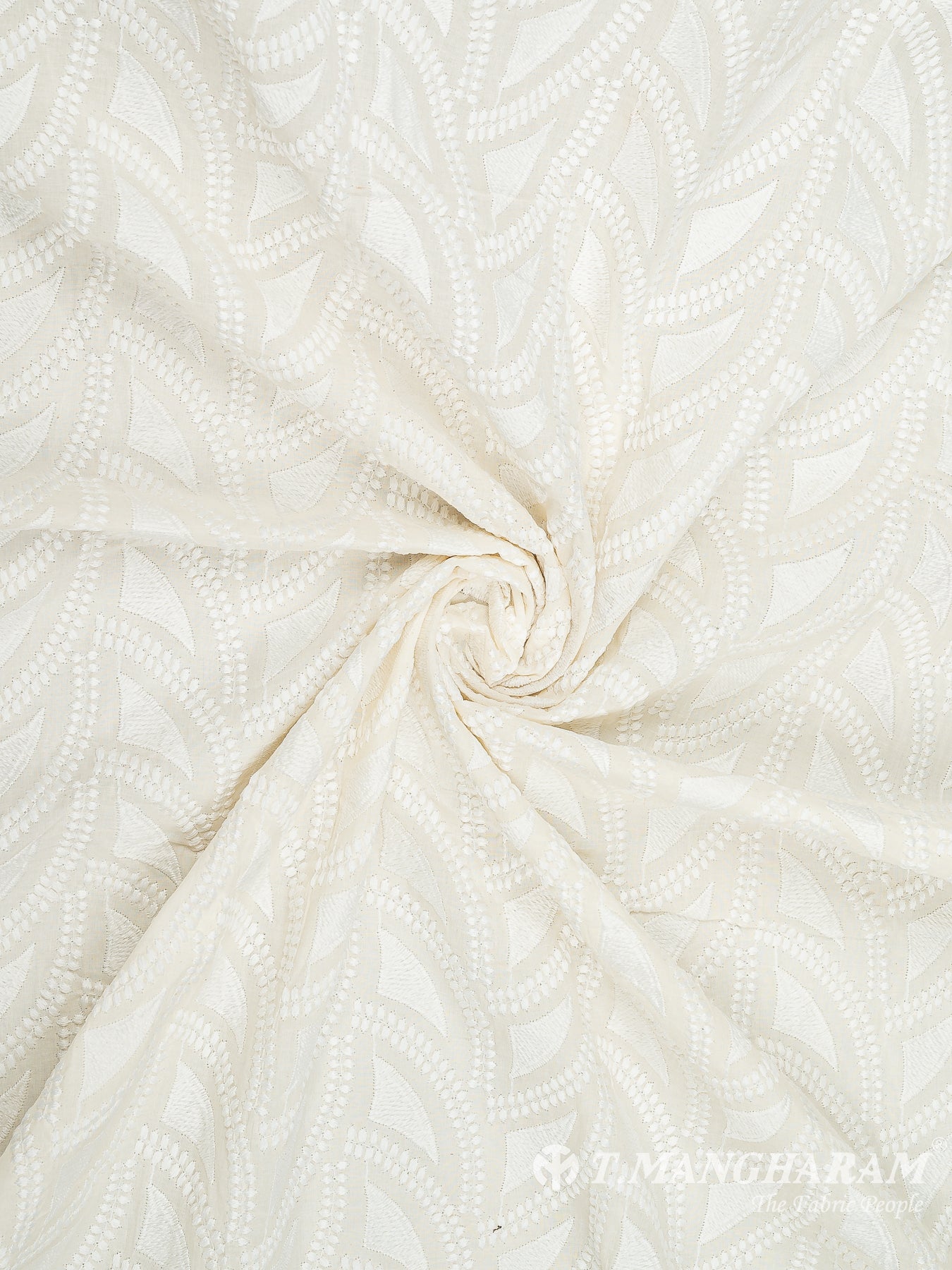 Cream Cotton Embroidery Fabric - EC8284 view-1
