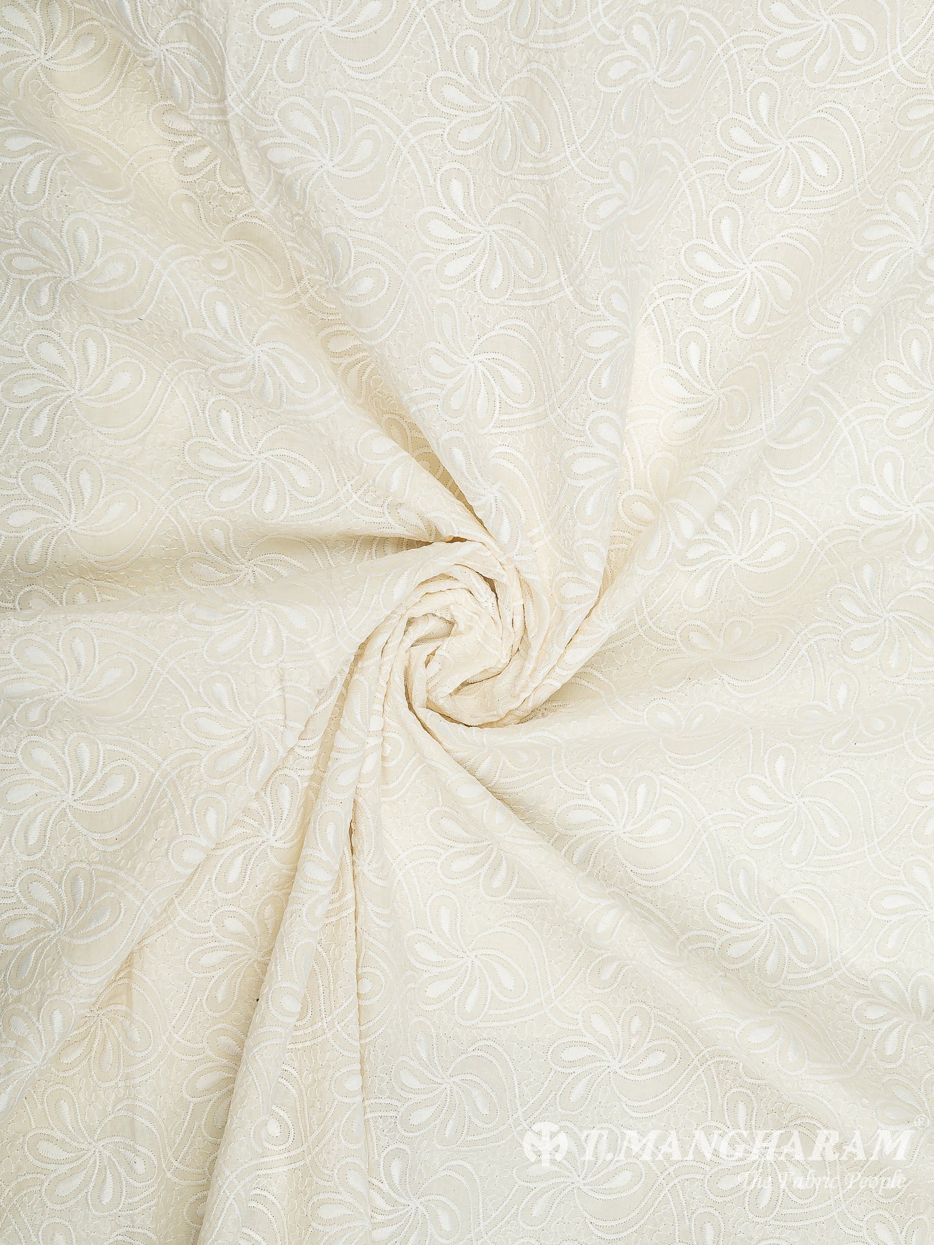 Cream Cotton Embroidery Fabric - EC8285 view-1