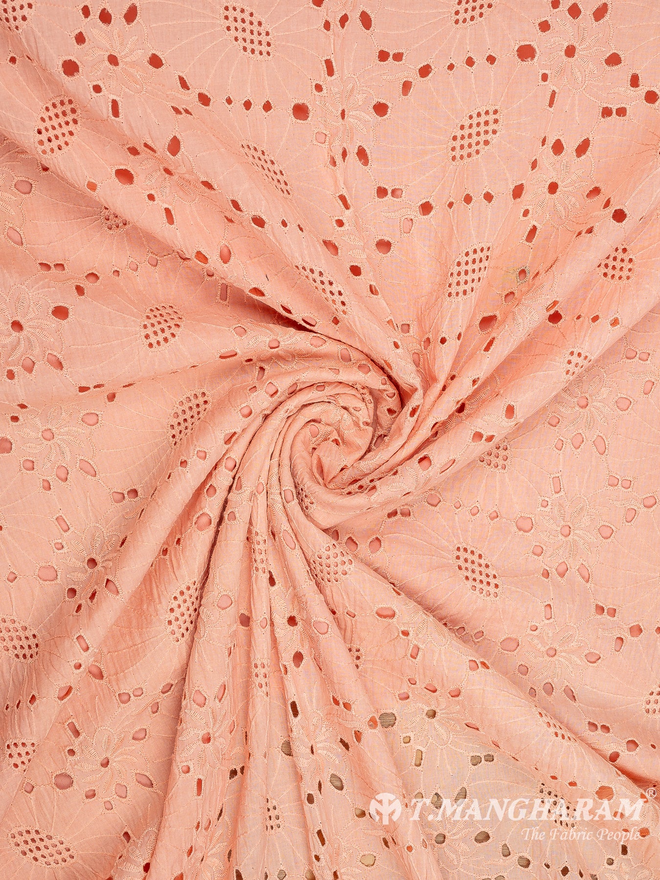 Peach Cotton Embroidery Fabric - EC8597 view-1