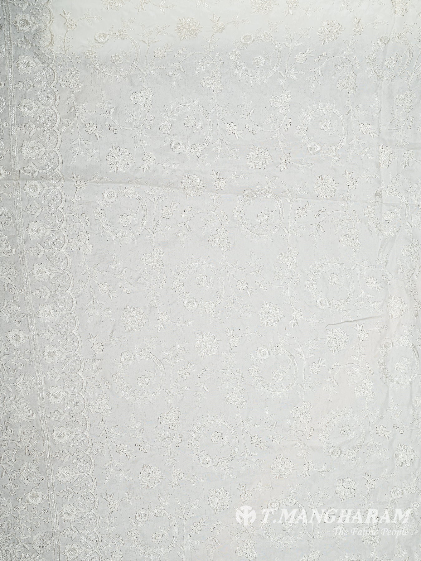 White Georgette Embroidery Fabric - EA2706 view-3