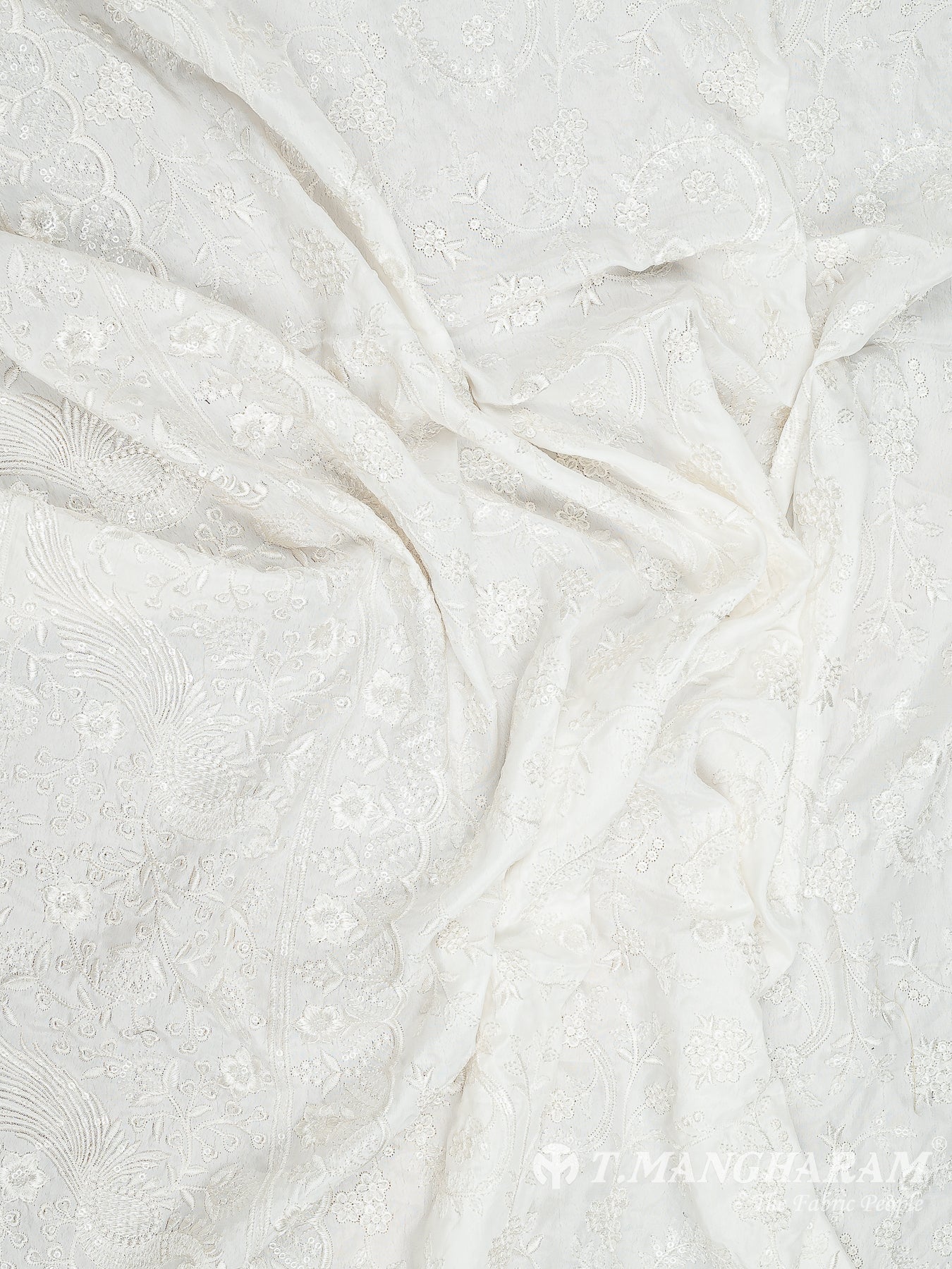 White Georgette Embroidery Fabric - EA2706 view-4