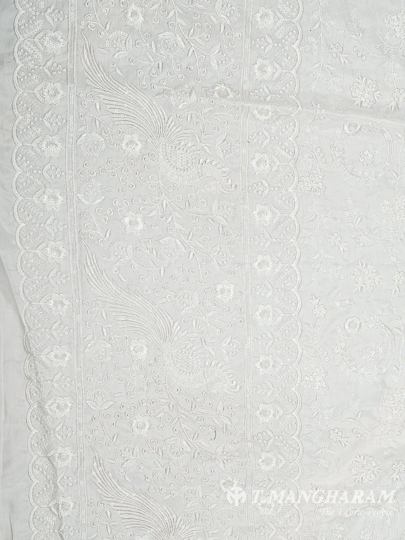 White Georgette Embroidery Fabric - EA2706