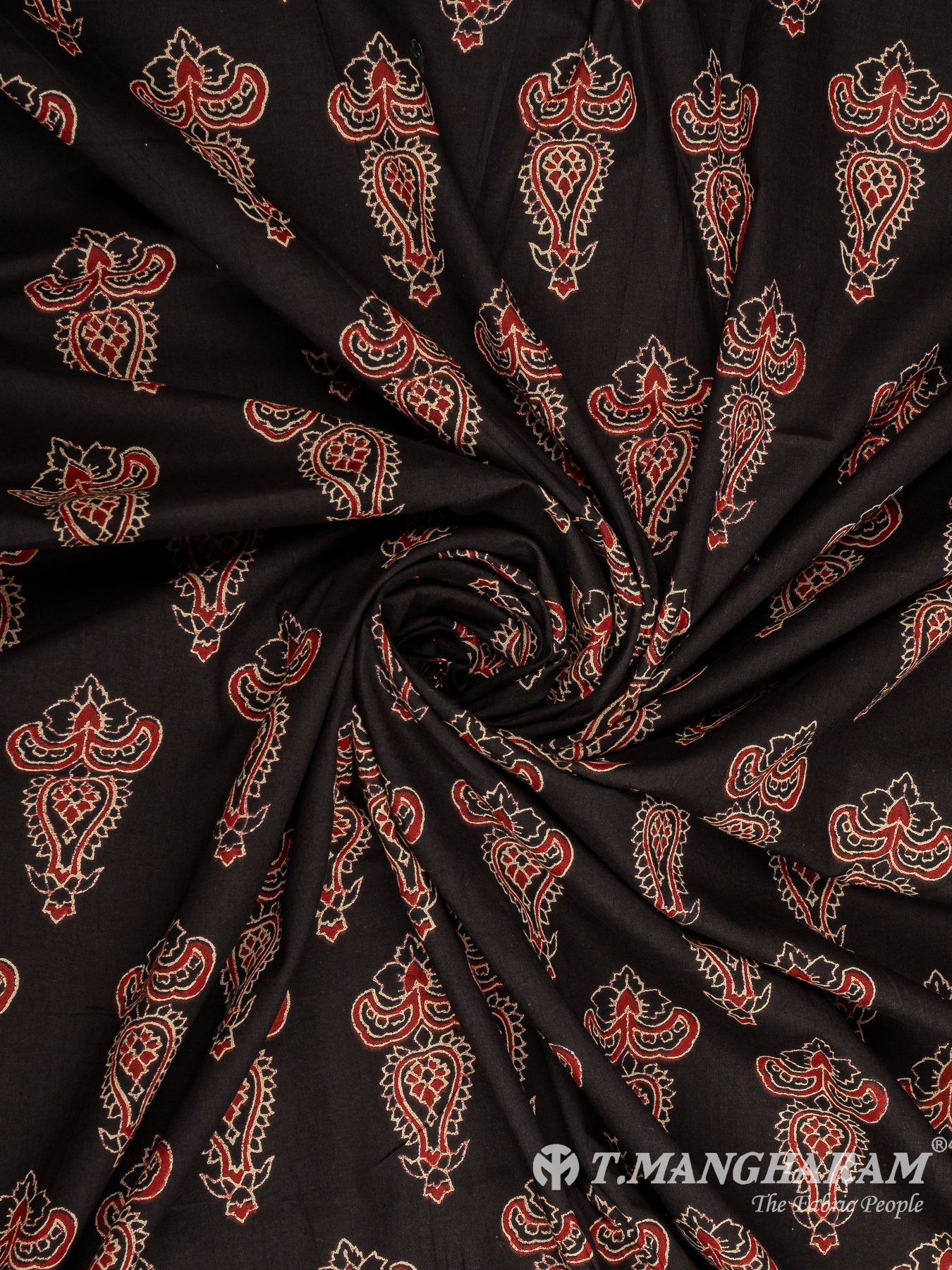 Black Cotton Print Fabric - EC10240 view-1