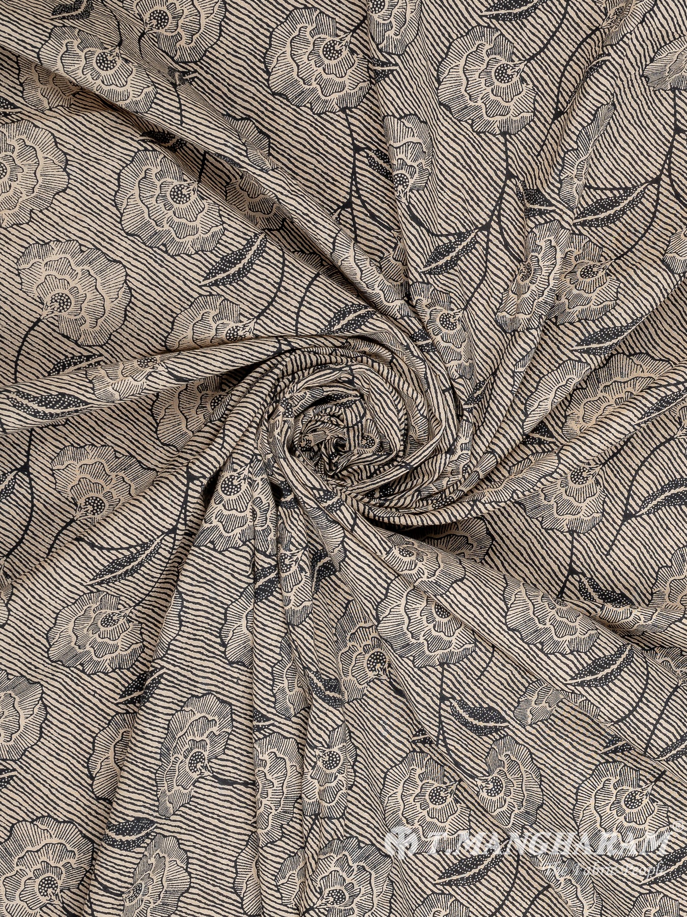 Beige Cotton Print Fabric - EC10241 view-1