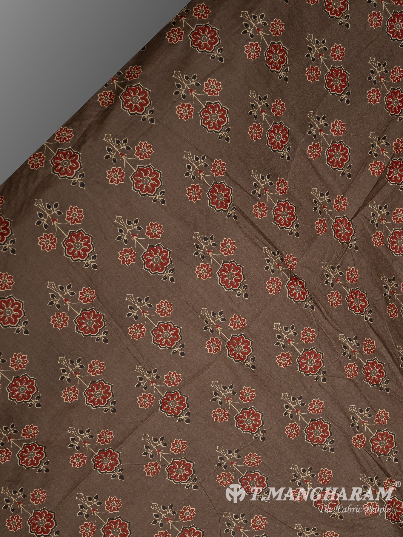 Brown Cotton Print Fabric - EC10219 view-2