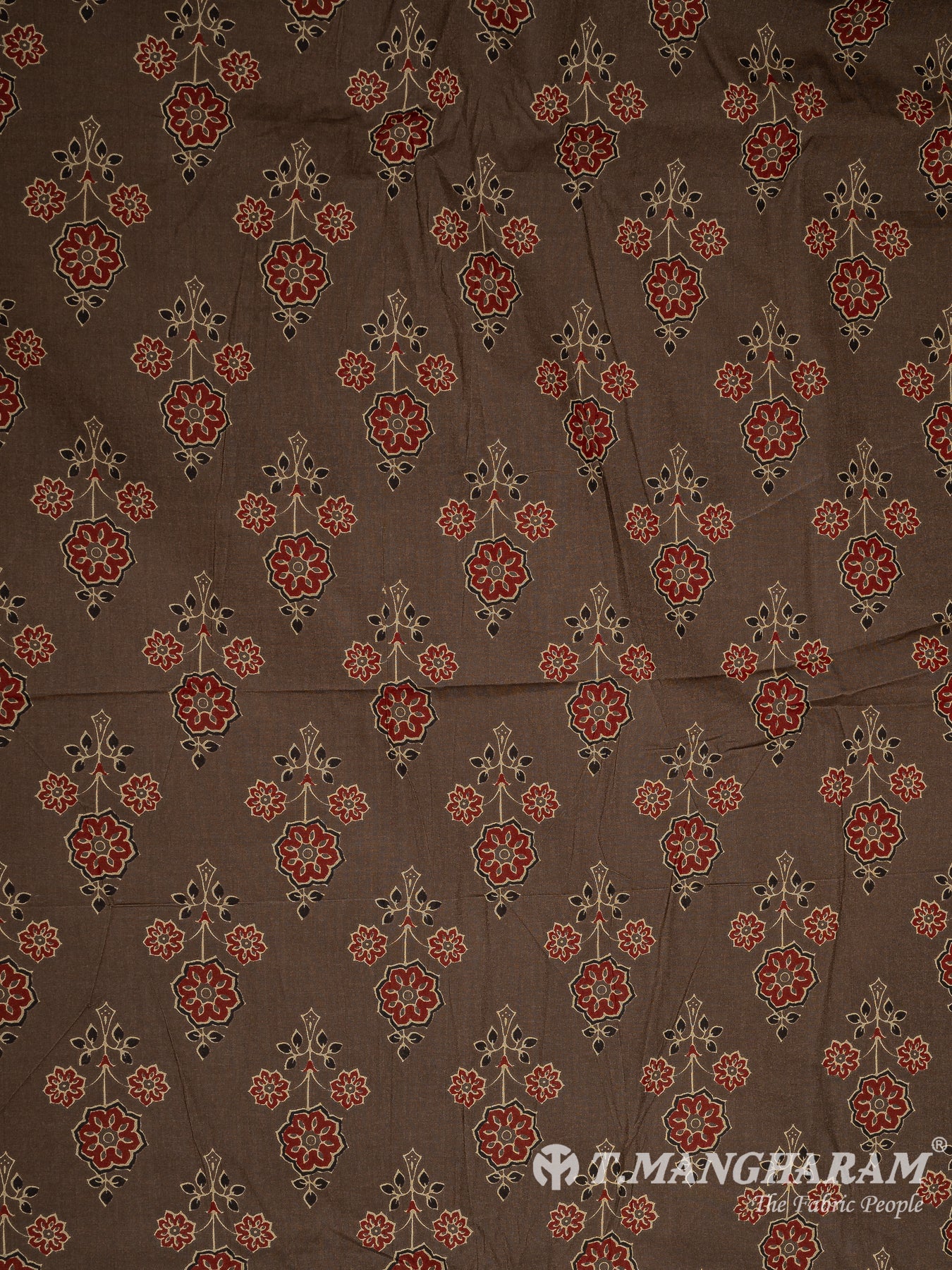 Brown Cotton Print Fabric - EC10219 view-3