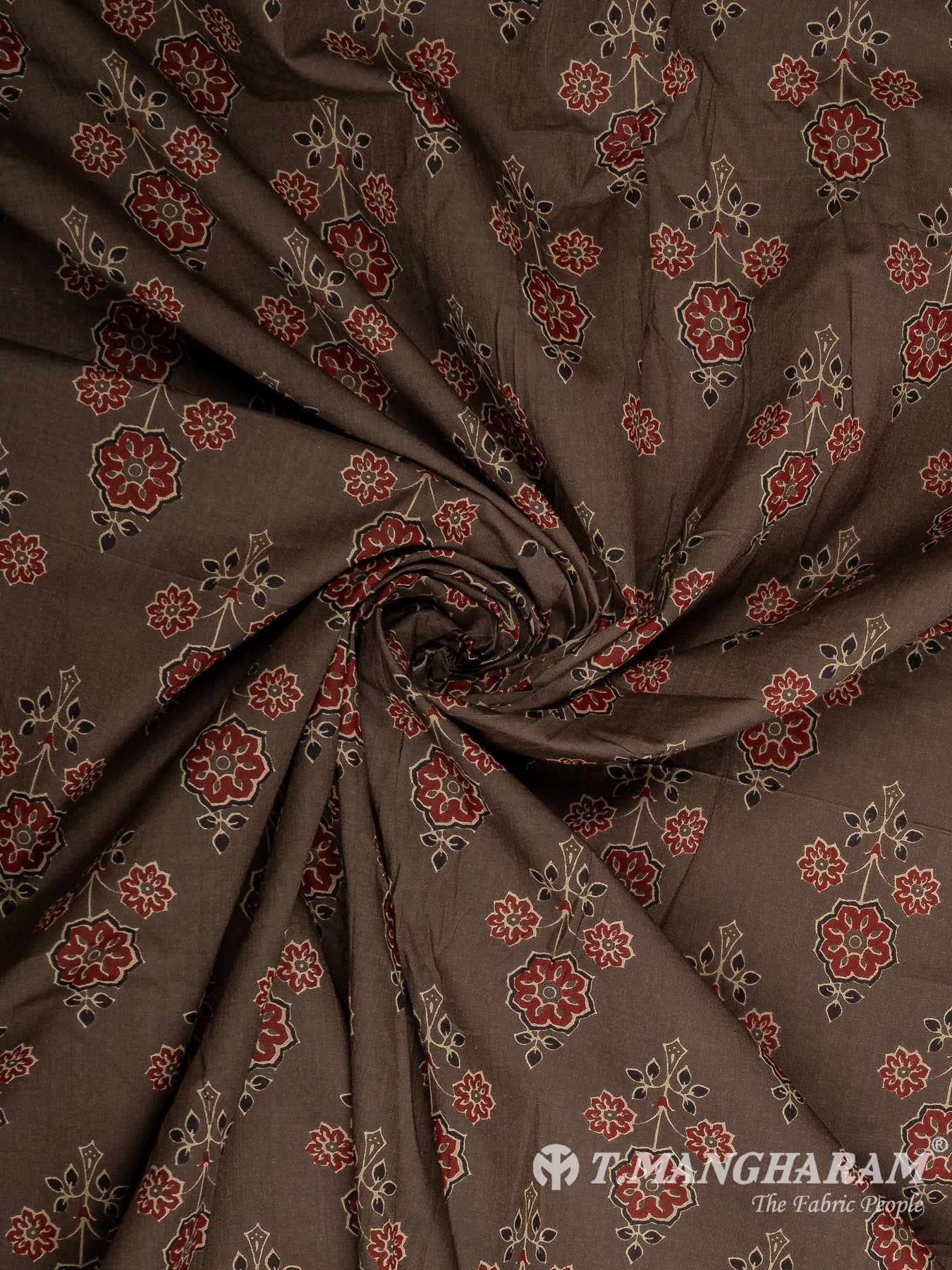 Brown Cotton Print Fabric - EC10219 view-1