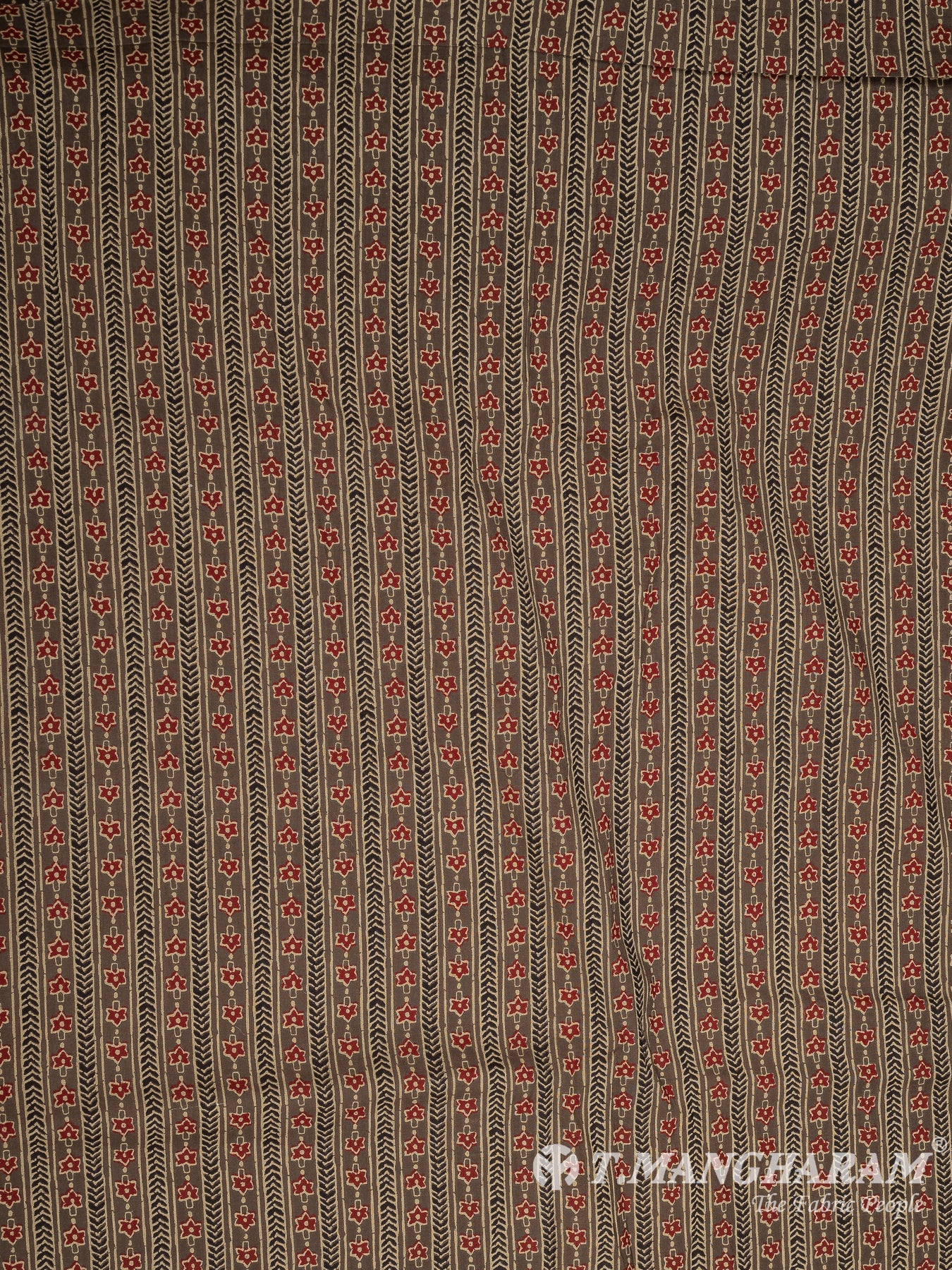 Brown Cotton Print Fabric - EC10221