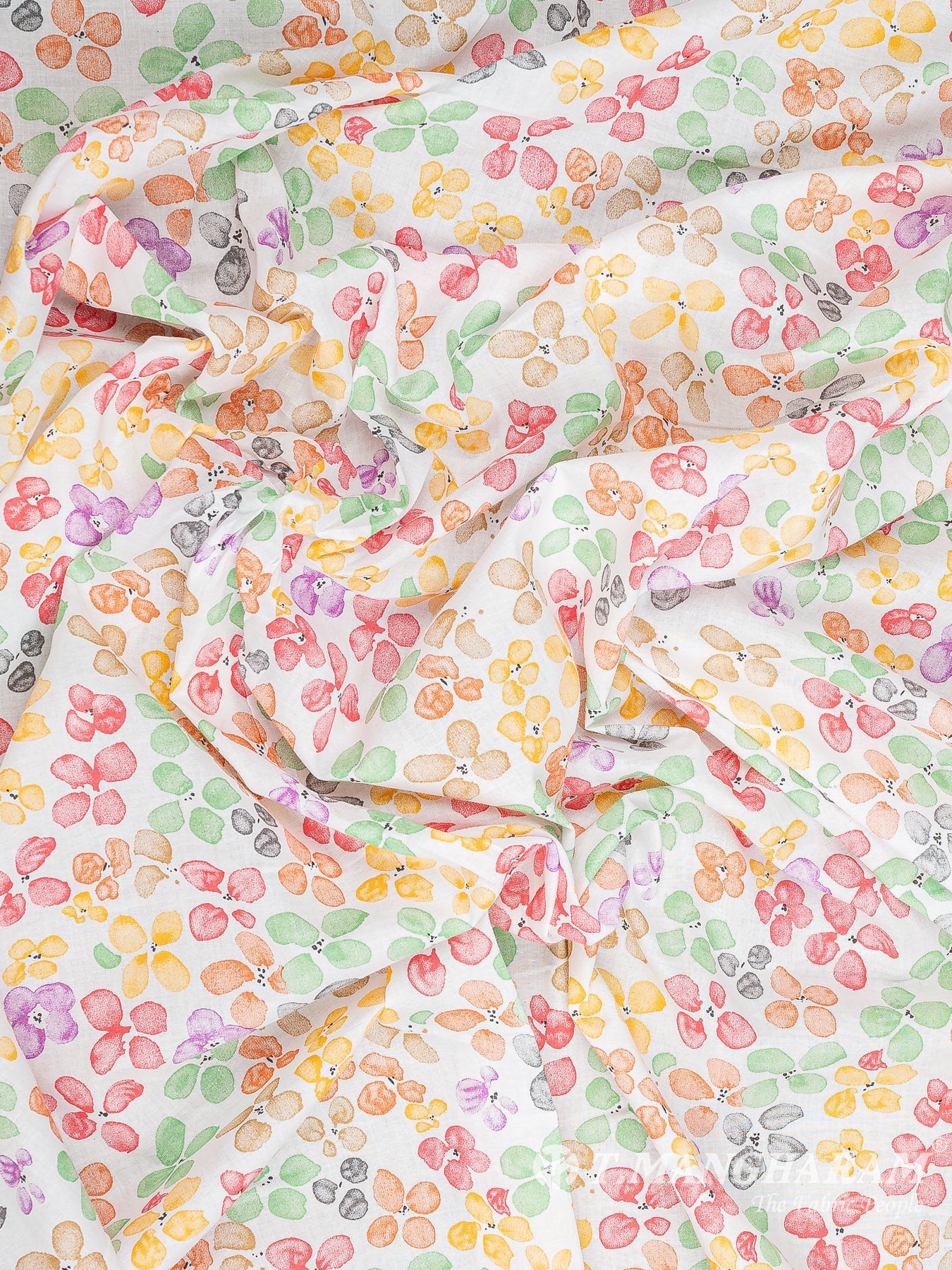 White Cotton Print Fabric - EC10360 view-4