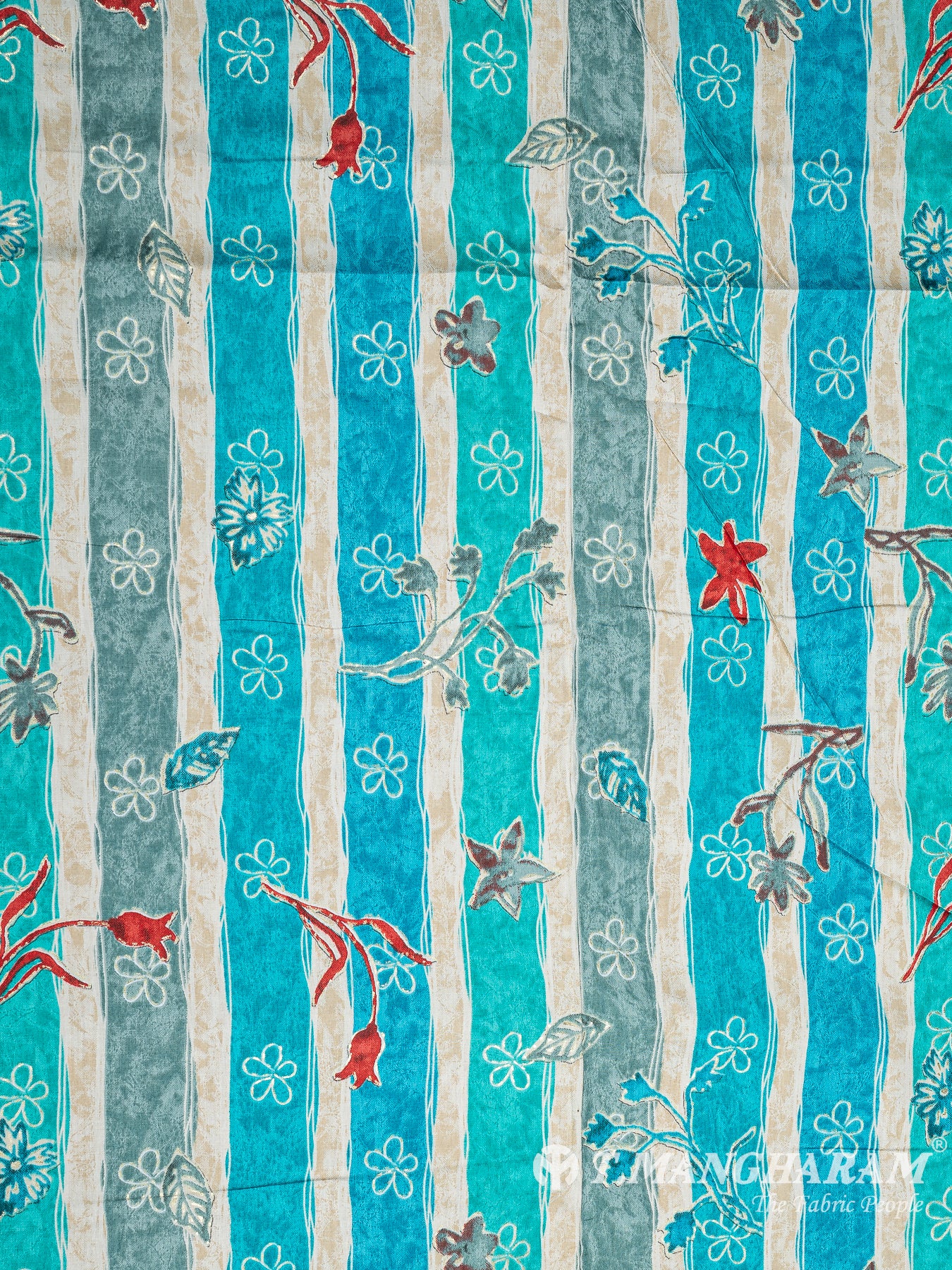 Blue Cotton Print Fabric - EB7436 view-3