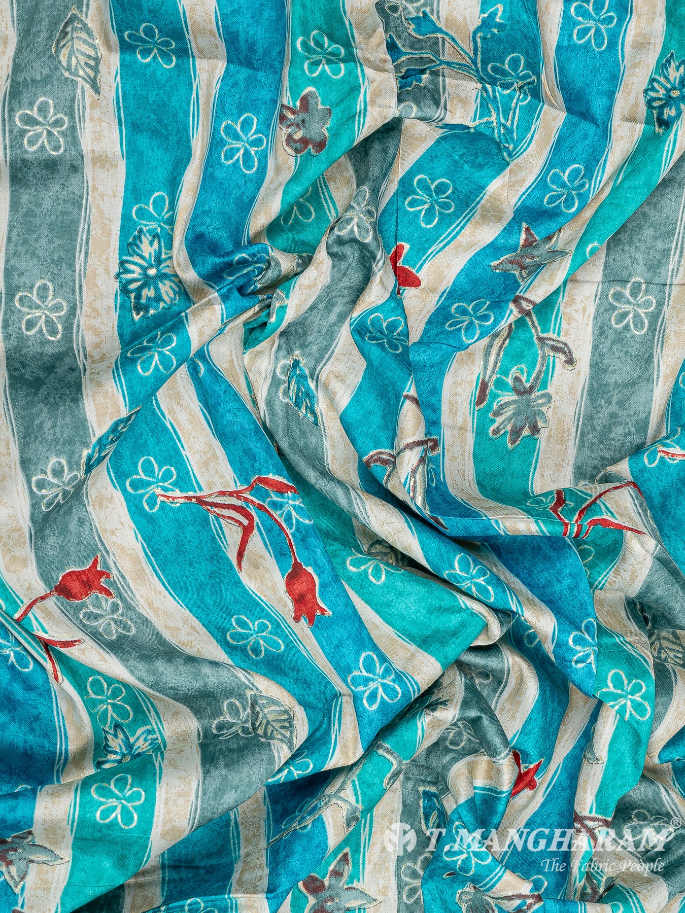 Blue Cotton Print Fabric - EB7436 view-4