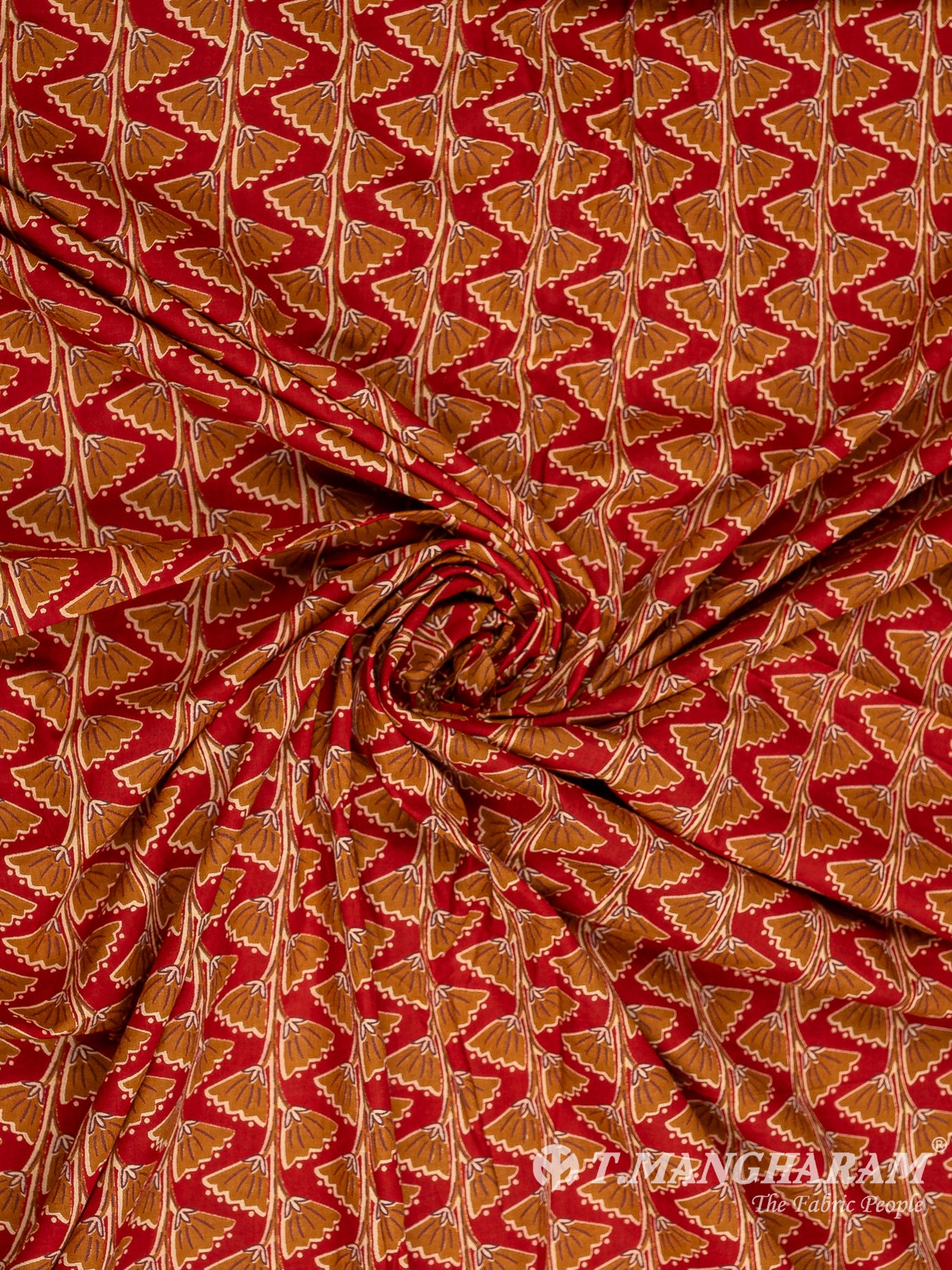 Maroon Cotton Print Fabric - EC10272 view-1