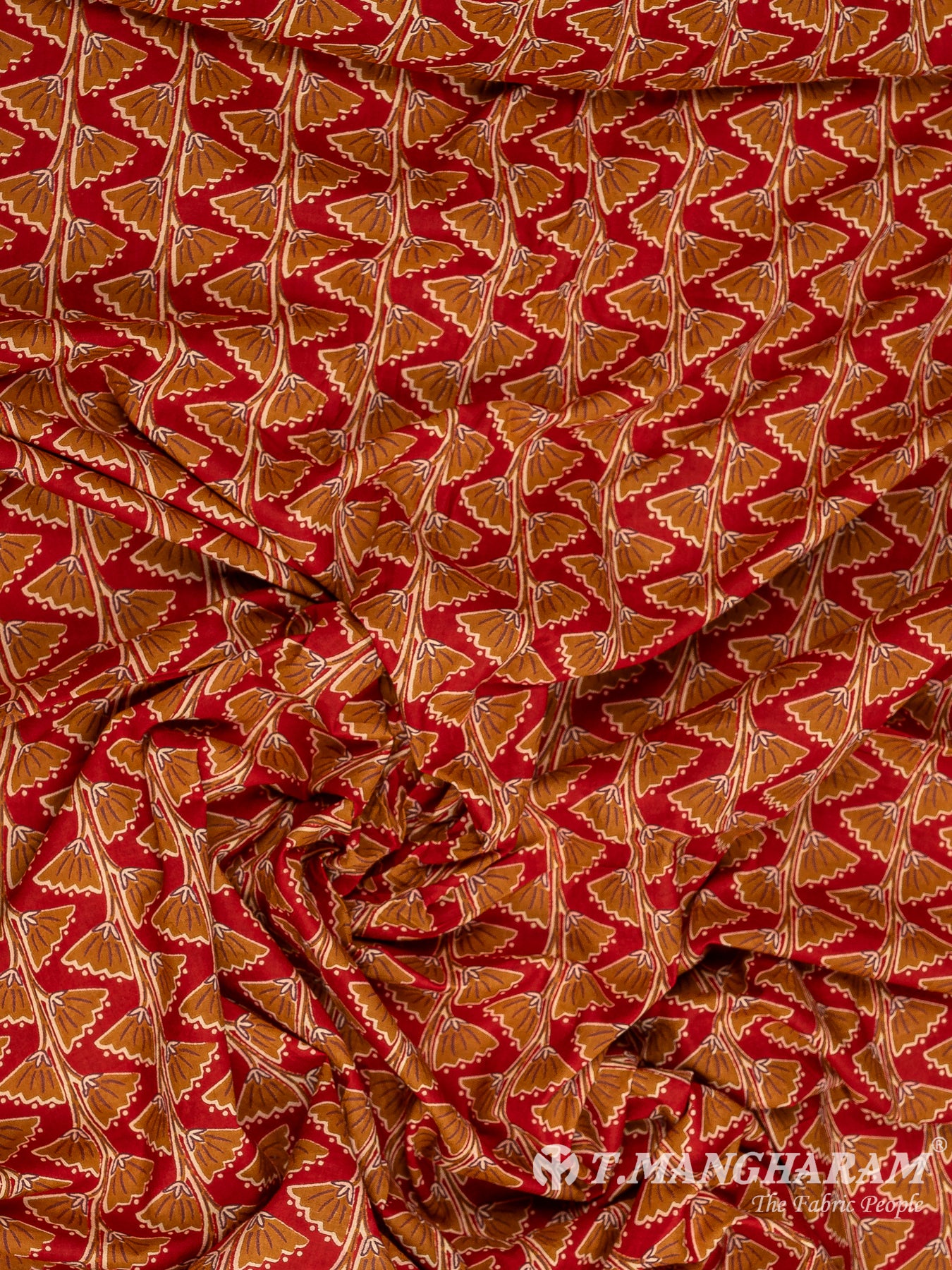 Maroon Cotton Print Fabric - EC10272 view-4