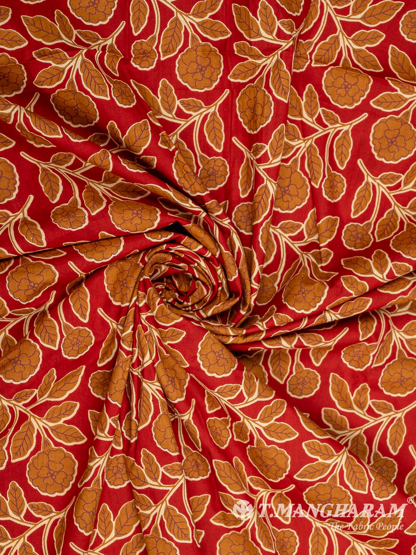 Maroon Cotton Print Fabric - EC10271 view-1