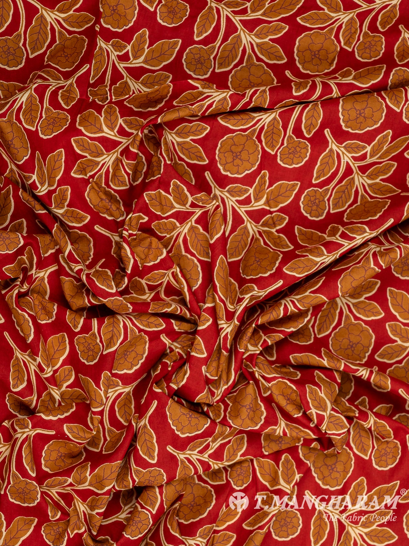 Maroon Cotton Print Fabric - EC10271 view-4