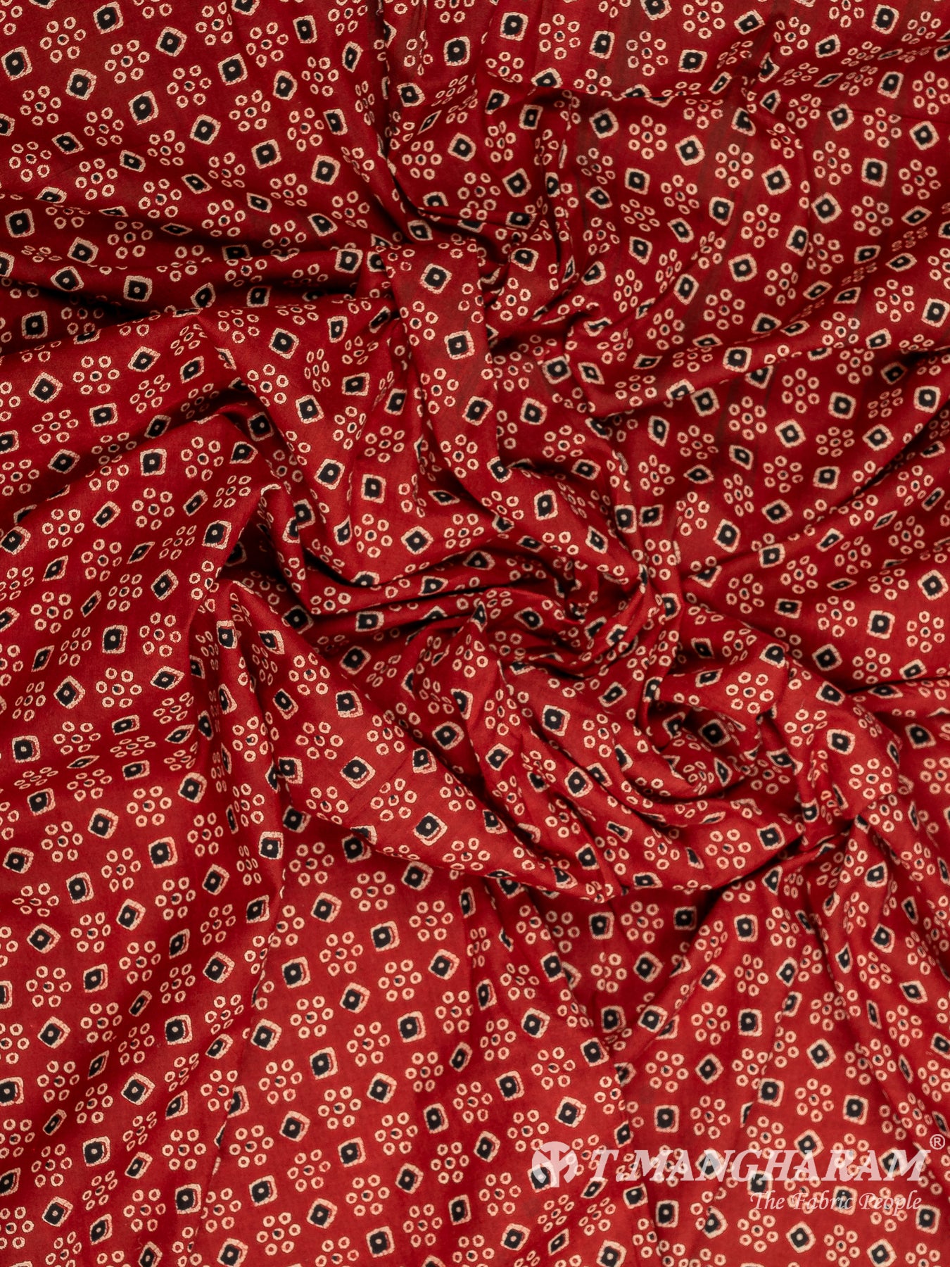 Maroon Cotton Print Fabric - EC10246 view-4