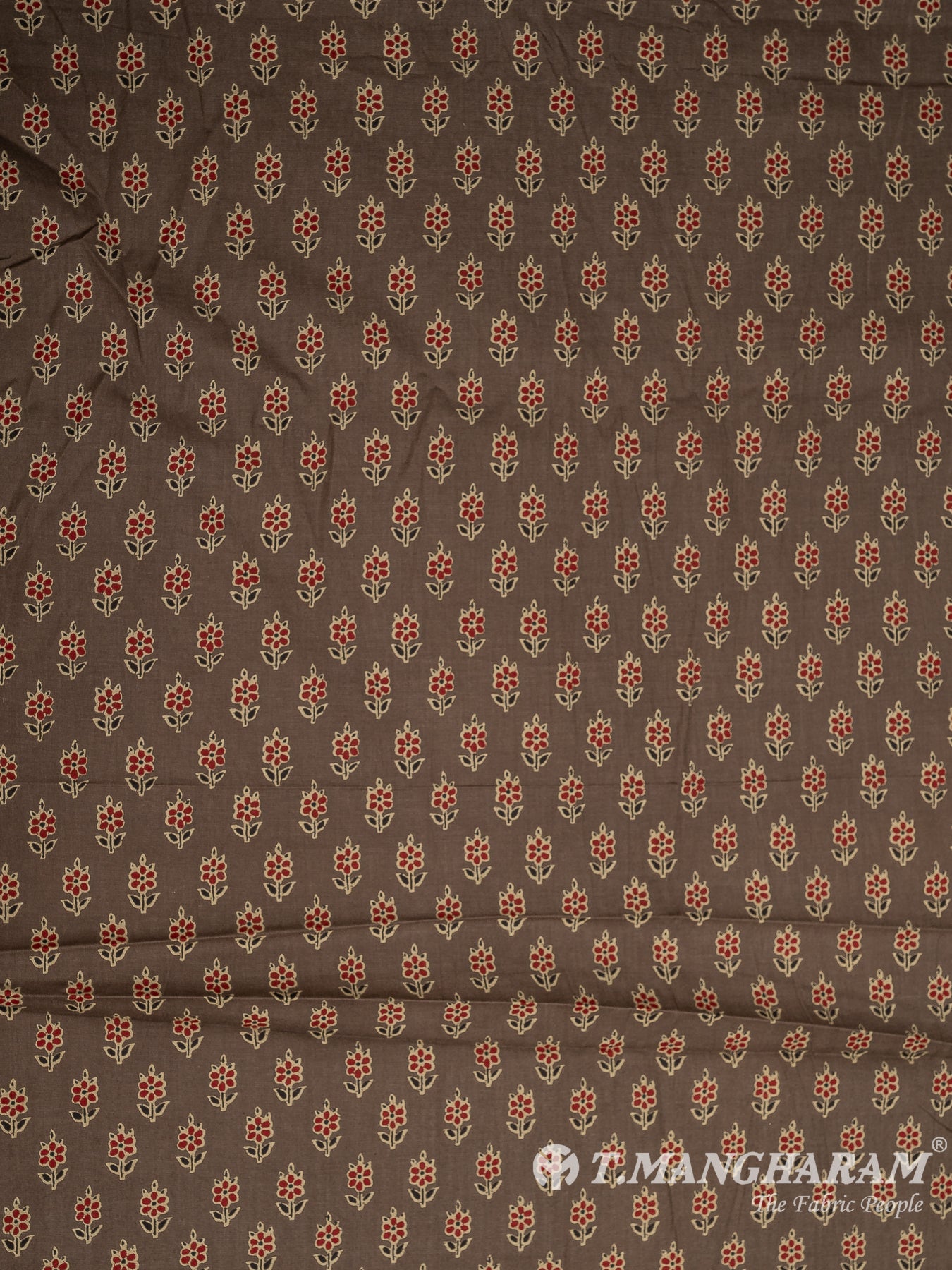 Brown Cotton Print Fabric - EC10222 view-3