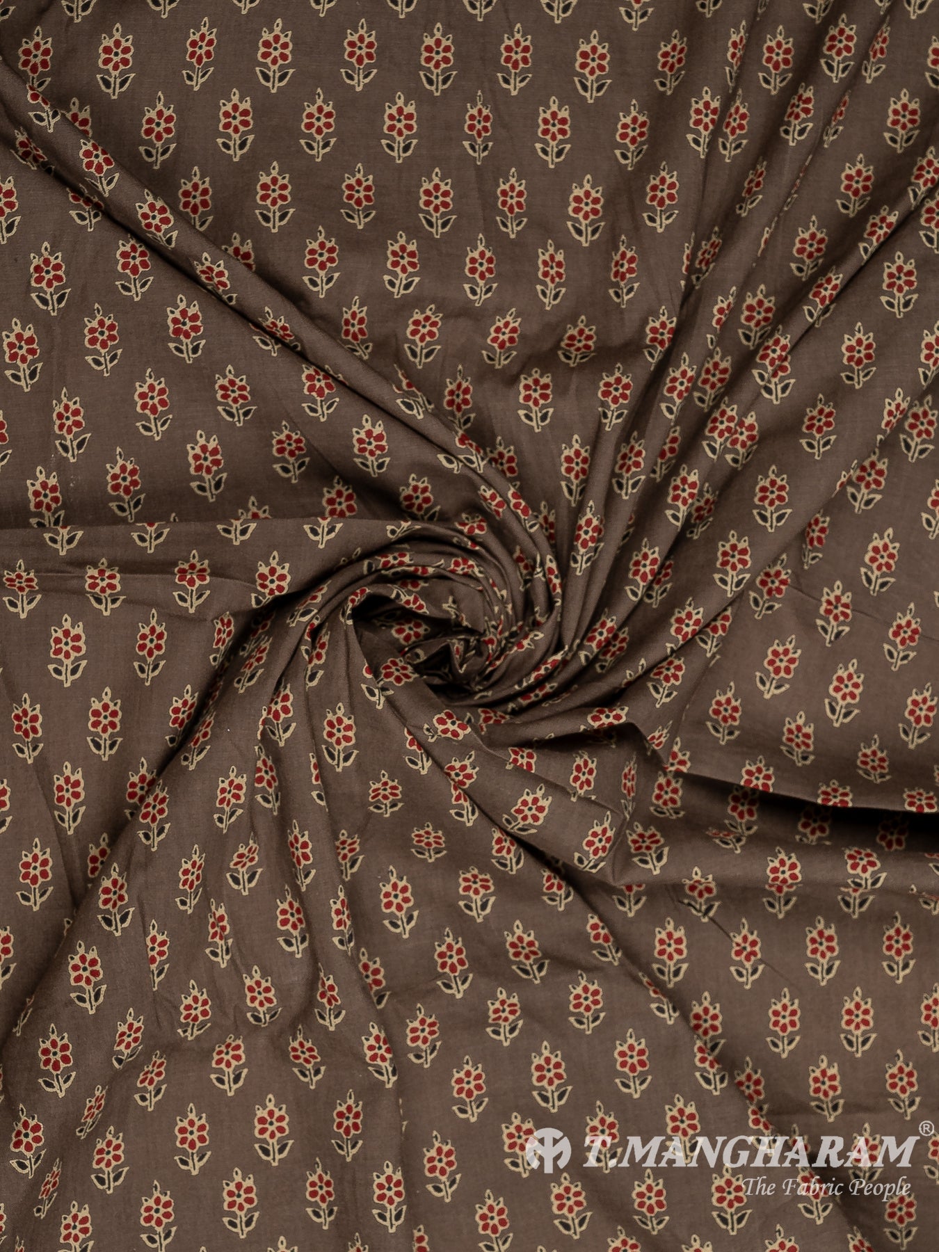 Brown Cotton Print Fabric - EC10222 view-1