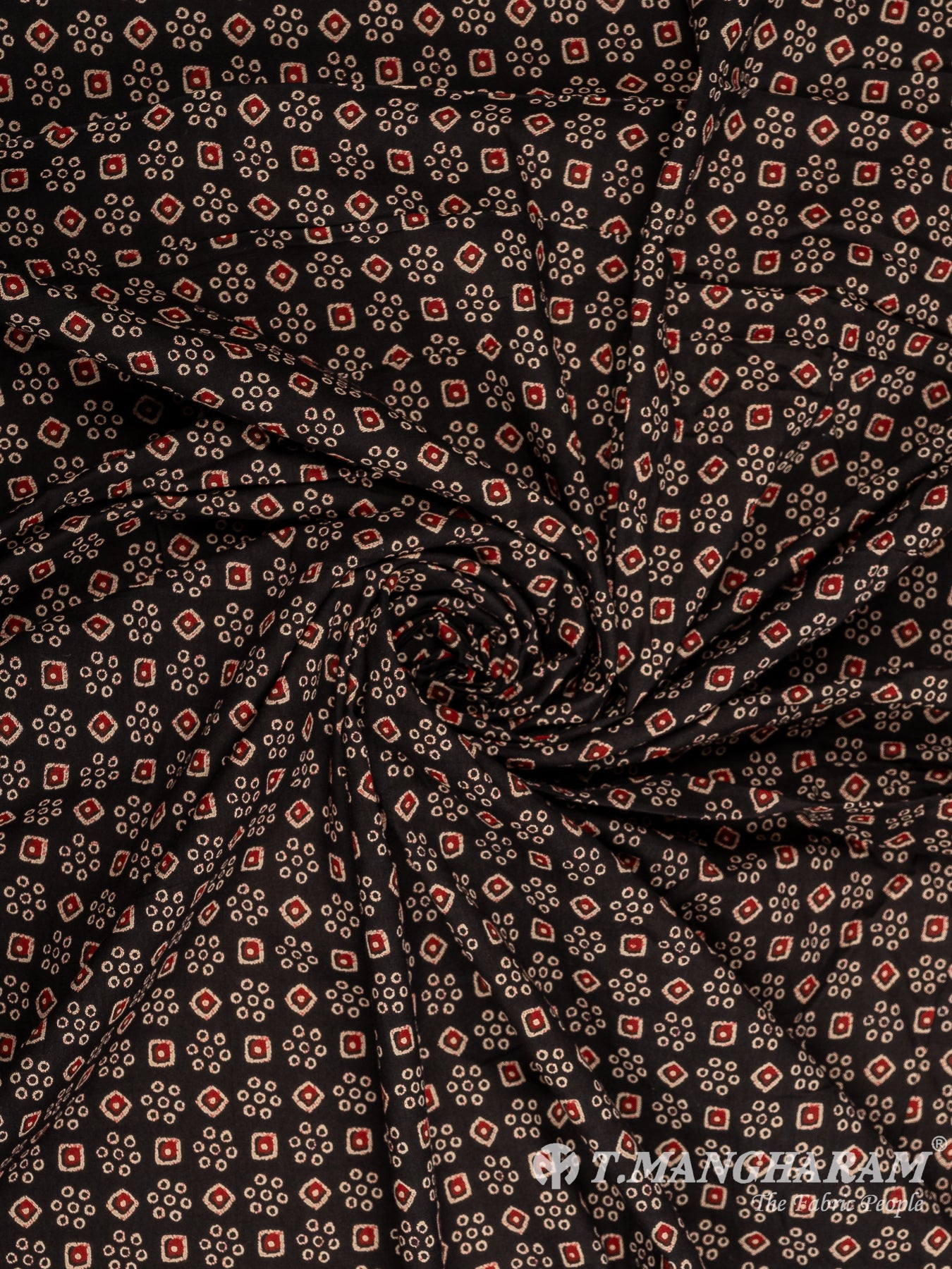 Black Cotton Print Fabric - EC10245 view-1