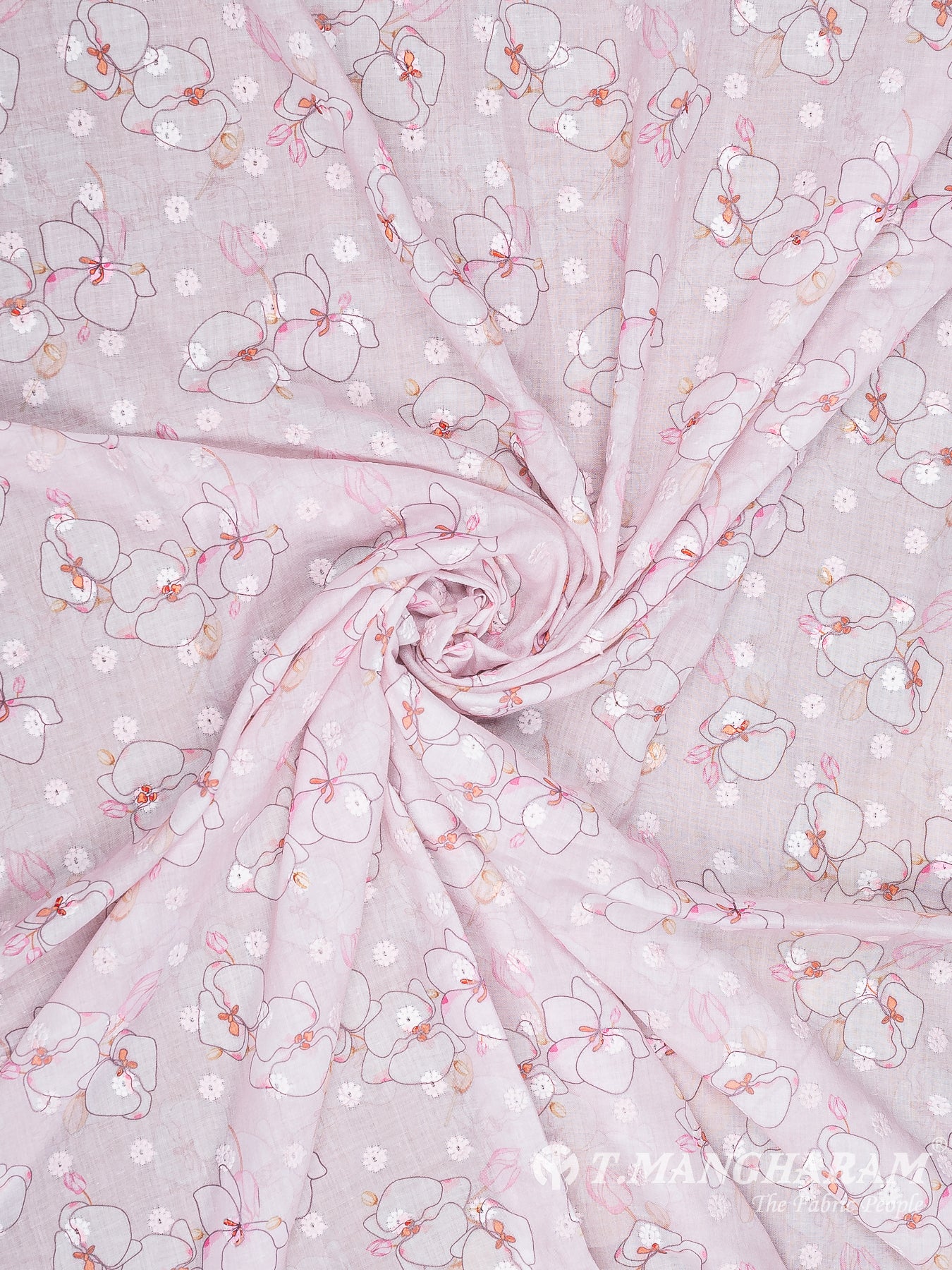 Pink Cotton Embroidery Fabric - EC10369 view-1